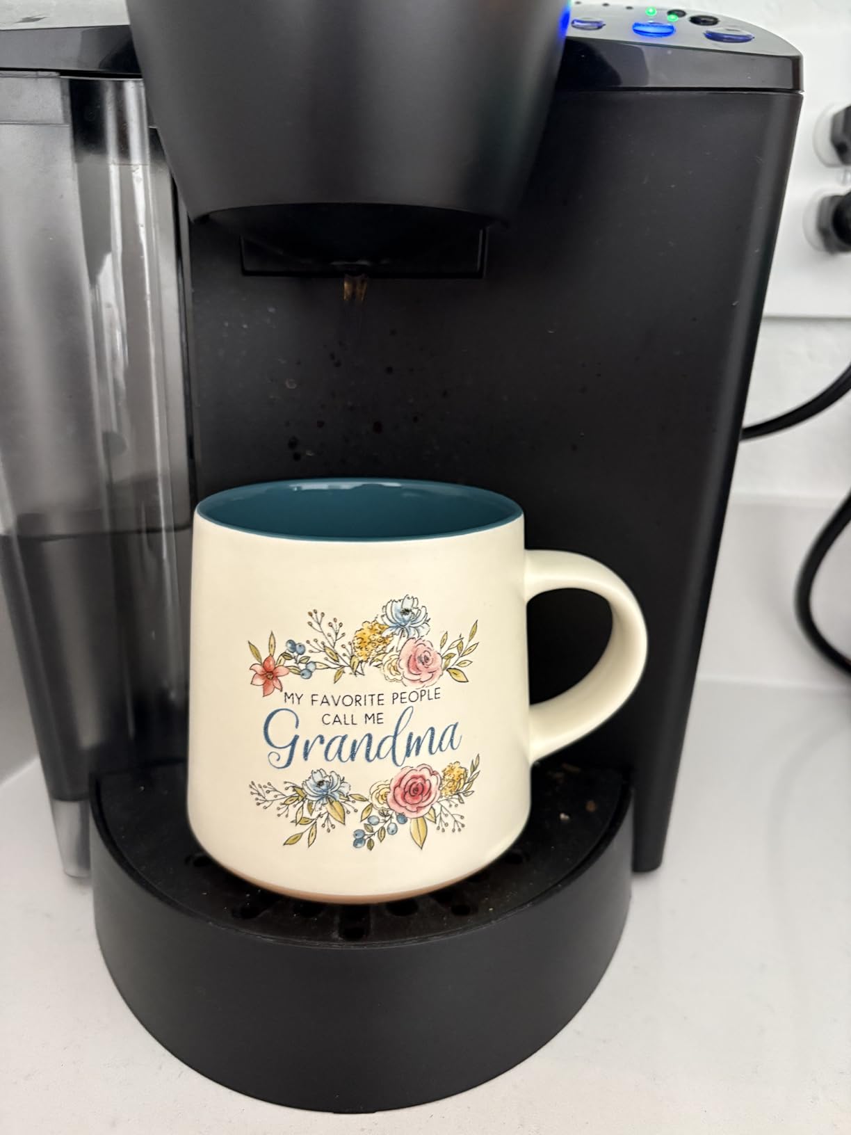 WITH LOVE My Favorite People Call Me Grandma Clay Base Ceramic Coffee Mug for Grandmothers Floral Peach & Ivory Cup for Coffee/Tea, Dishwasher Microwave Safe, 14oz - Customer Photo 1