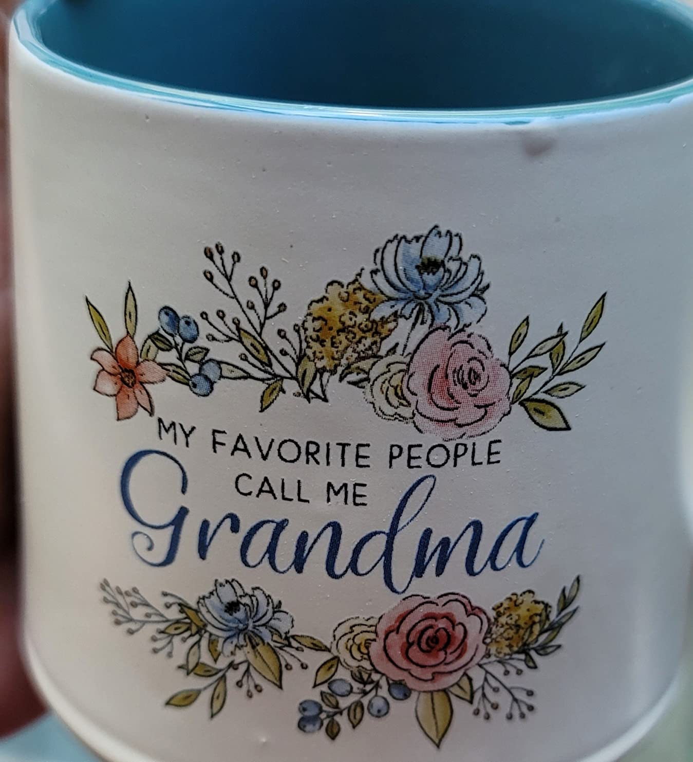 WITH LOVE My Favorite People Call Me Grandma Clay Base Ceramic Coffee Mug for Grandmothers Floral Peach & Ivory Cup for Coffee/Tea, Dishwasher Microwave Safe, 14oz - Customer Photo 3