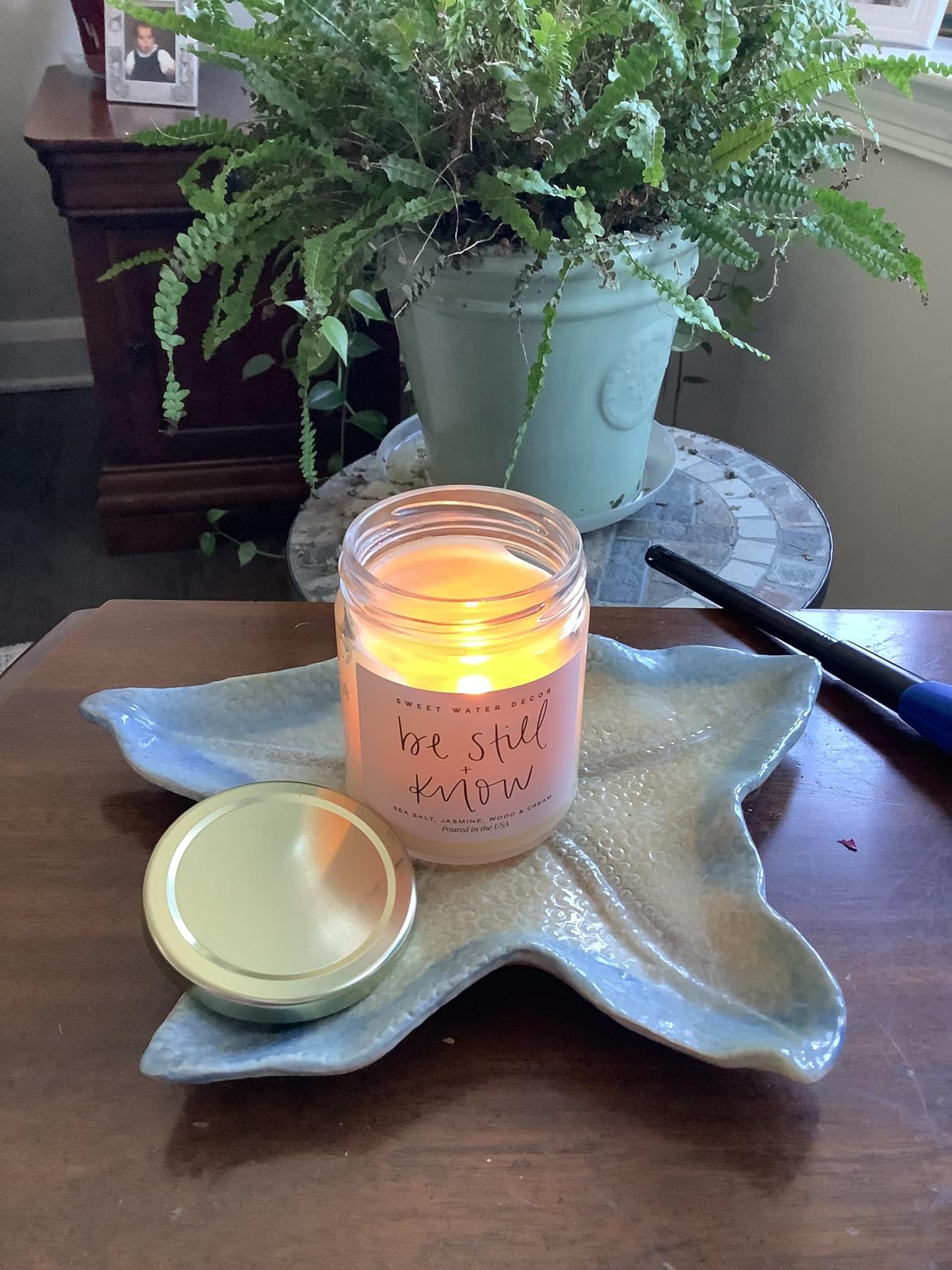 Sweet Water Decor Relax Girl, Peppermint, Cedar, Clove, and Eucalyptus Scented Soy Wax Candle for Home | 9oz Clear Jar, 40 Hour Burn Time, Non Toxic, Made in The USA - Customer Photo 1