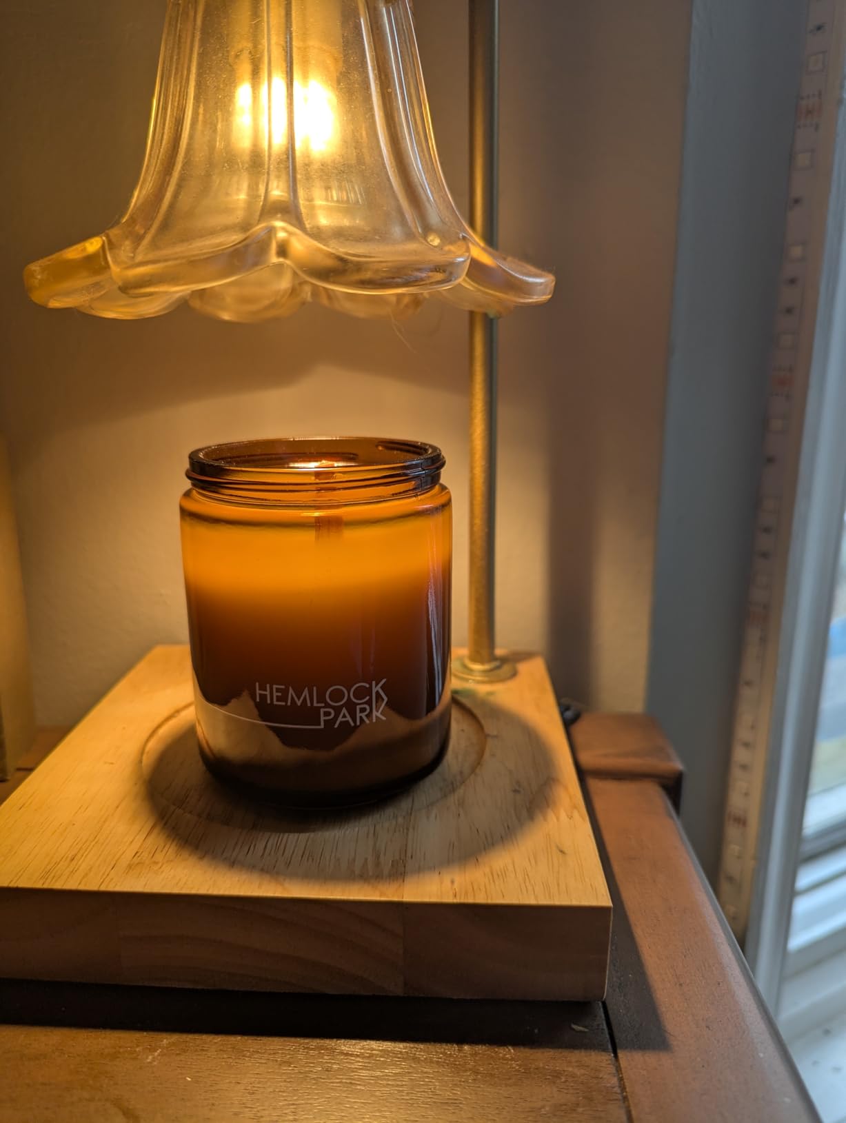 Hemlock Park Crackling Wood Wick Candle Handcrafted with Natural Coconut Wax (Standard 8 oz, Palo Santo) - Customer Photo 1