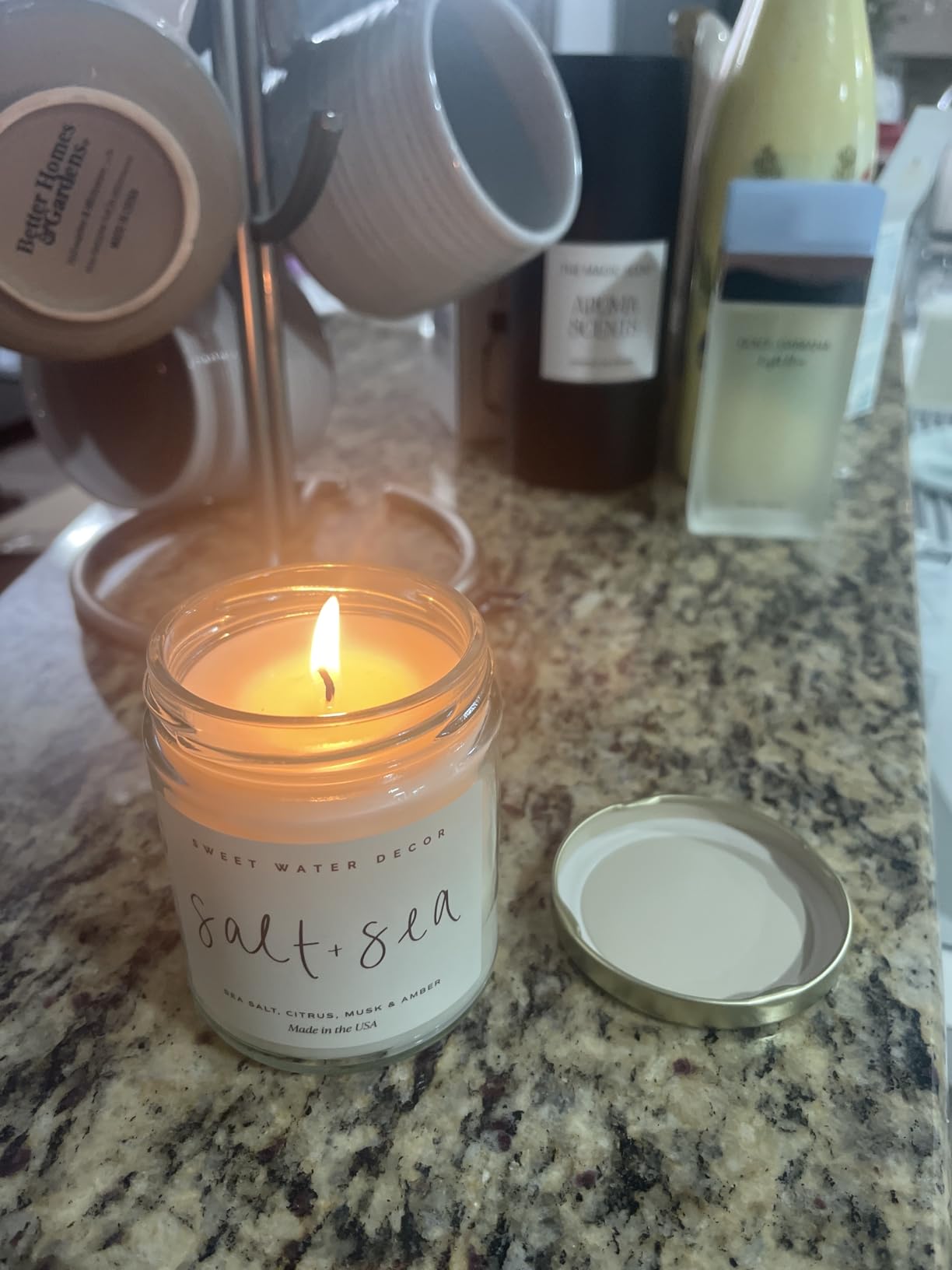 Sweet Water Decor Salt and Sea Candle - Sea Salt, Citrus, Amber, Musk, Beach Scented Soy Candles for Home - Coastal Decor for Beach Lovers - 9oz Clear Jar, 40 Hour Burn Time, Made in The USA - Customer Photo 3