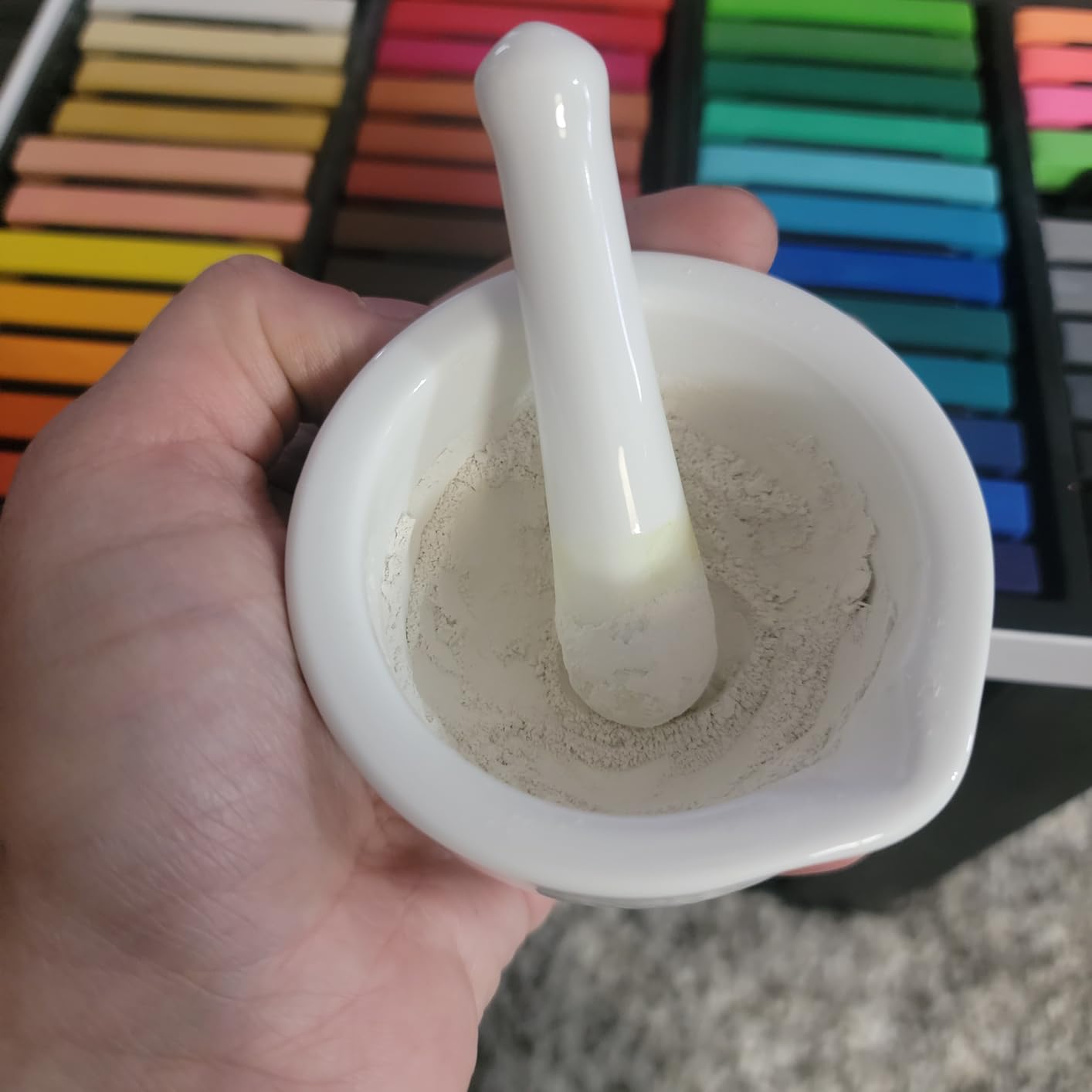 LEETOYI Porcelain Small Mortar and Pestle, Ceramic Herb Grinder Pill Crusher Set, 3.3 inch White customer photo 2