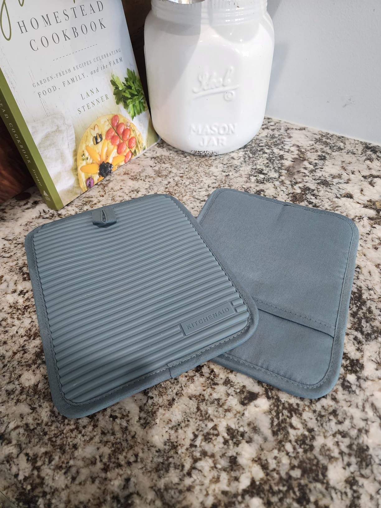 KitchenAid Ribbed Soft Silicone Pot Holder 2-Pack Set, Milkshake Tan, 7