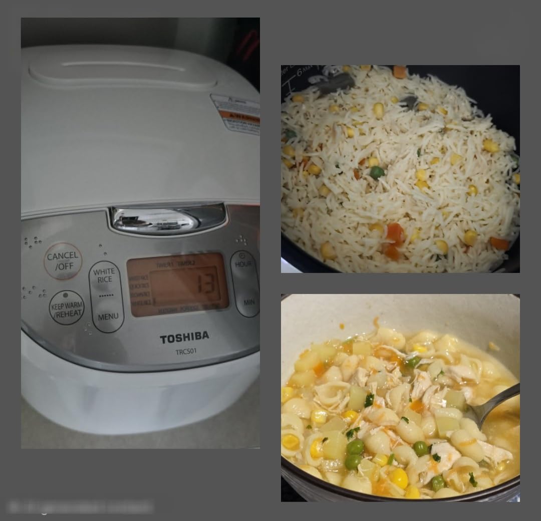 TOSHIBA Induction Heating Rice Cooker - Low Carb, Low Sugar, Digital Steamer, 5.5 Cups (Uncooked), 8 Cooking Functions, 24H Timer & Auto Keep Warm, Silvery white - Customer Photo 2
