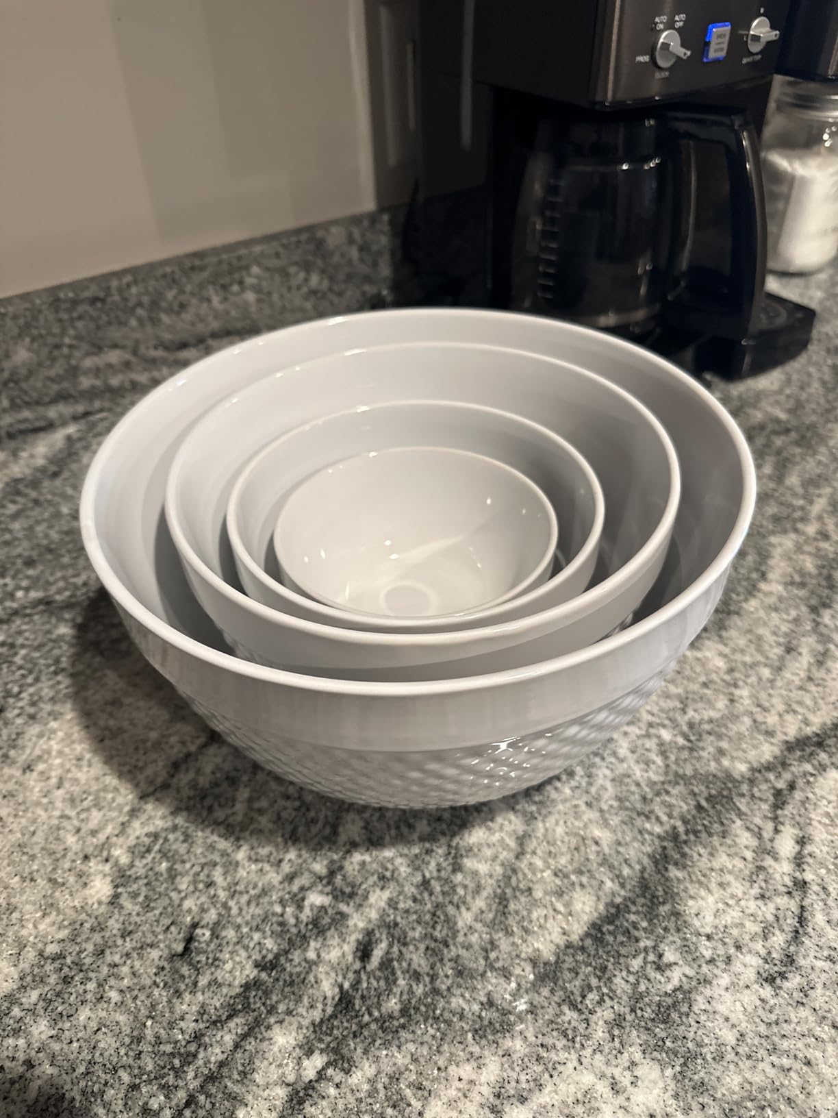 TTU Tabletops Gallery Hobnail Style 4 Piece Blue Storm Stoneware Nesting Mixing Bowl Set for Baking and Cooking - Customer Photo 1