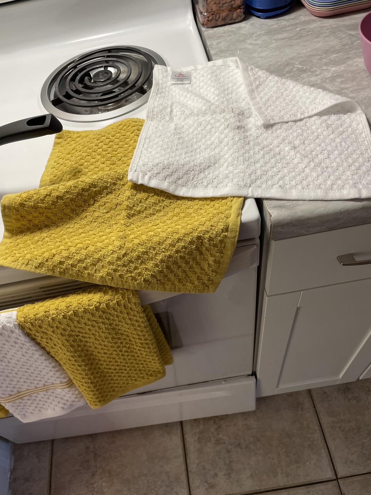 Infinitee Xclusives 100% Cotton Kitchen Towels - 15x25 Inch Ultra Soft Tea Towel, Super Absorbent Terry Dish Towels for Kitchen Linens |Grey| - Customer Photo 2