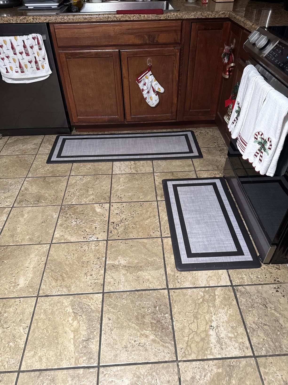 Mattitude Kitchen Mats Set of 2,Cushioned Anti-Fatigue Non-Skid Rug Sets Ergonomic Comfort Standing Mat for Kitchen, Floor, Office, Sink, Laundry, Black and Gray customer photo 2