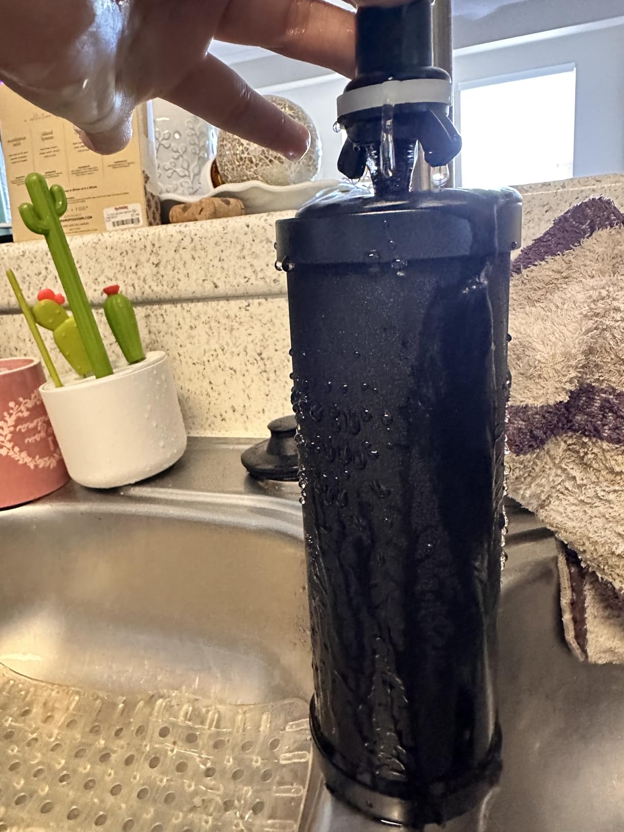 Purewell 3-Stage 0.01μm Ultra-Filtration Gravity Water Filter System, NSF/ANSI 42&372 Certification, 304 Stainless Steel Countertop System with 2 Filters and Stand, Reduce 99% Chlorine, 2.25G, PW-OB - Customer Photo 2