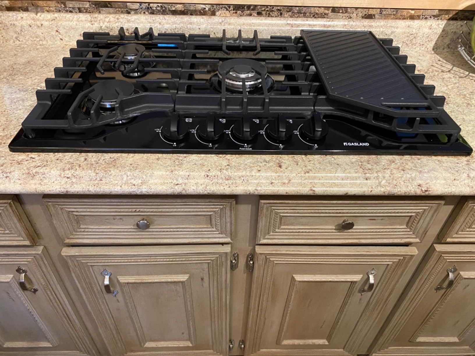 GASLAND 30 Inch Gas Cooktop, PRO GH3305SF 5 Burner Propane Stovetop with Reversible Cast Iron Grill/Griddle, Gas Countertop Plug-in, NG/LPG Convertible Cooktops, Stainless Steel - Customer Photo 4