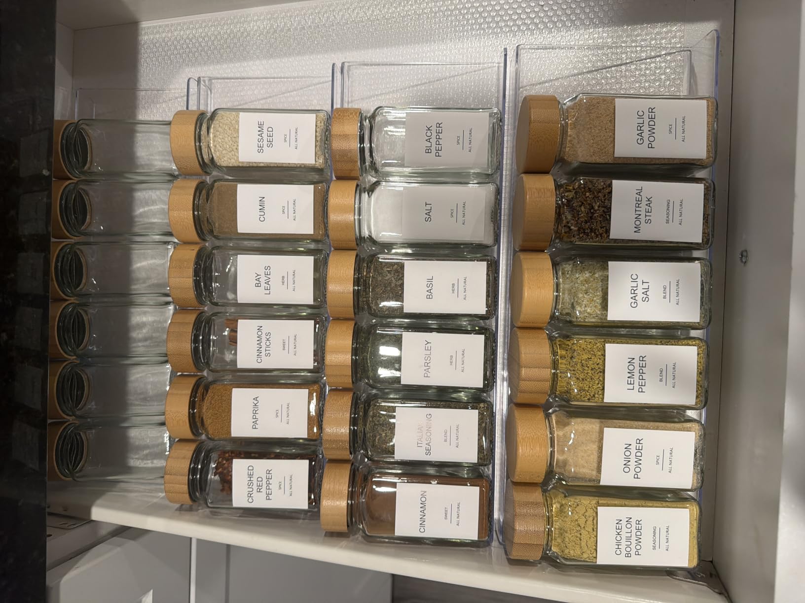 MIUKAA Clear Acrylic Spice Drawer Organizer, 4 Tier- 2 Set Expandable From 13