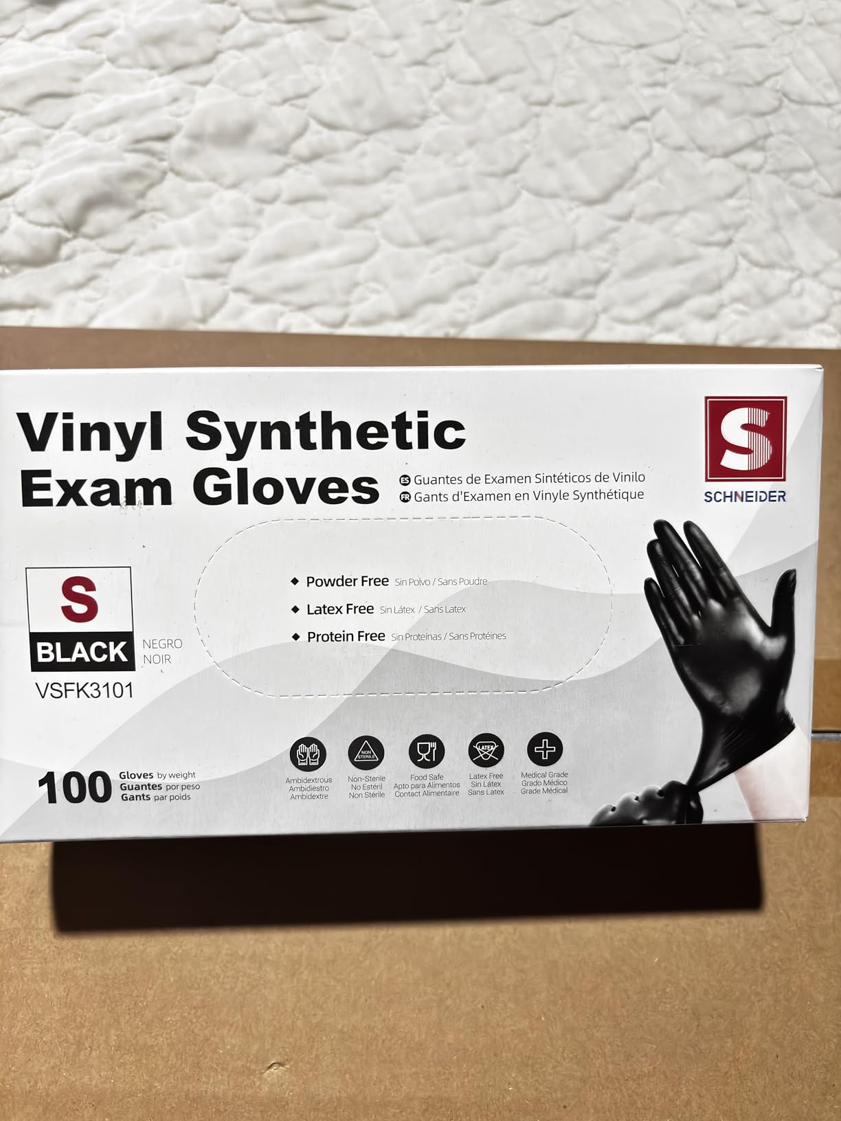 Schneider Vinyl Synthetic Exam Gloves, 4 Mil, Latex Free Disposable Gloves for Medical, Cooking, Cleaning, and Food Prep - Customer Photo 2
