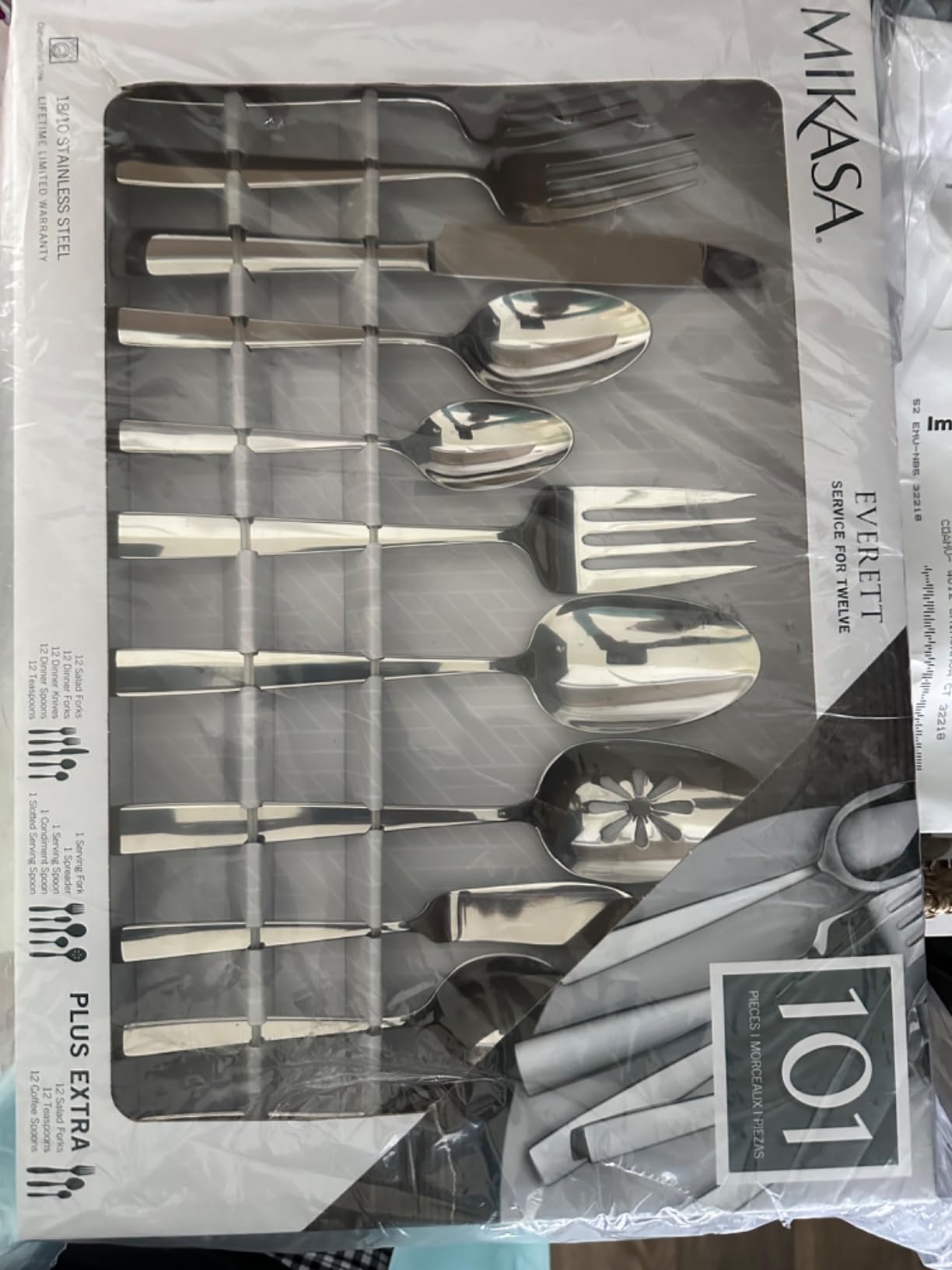 Mikasa Everett 101-Piece Flatware Set for 12, 18/10 Stainless Steel Cutlery with Complete Service and Serving Pieces, Sleek and Durable Design - Customer Photo 1