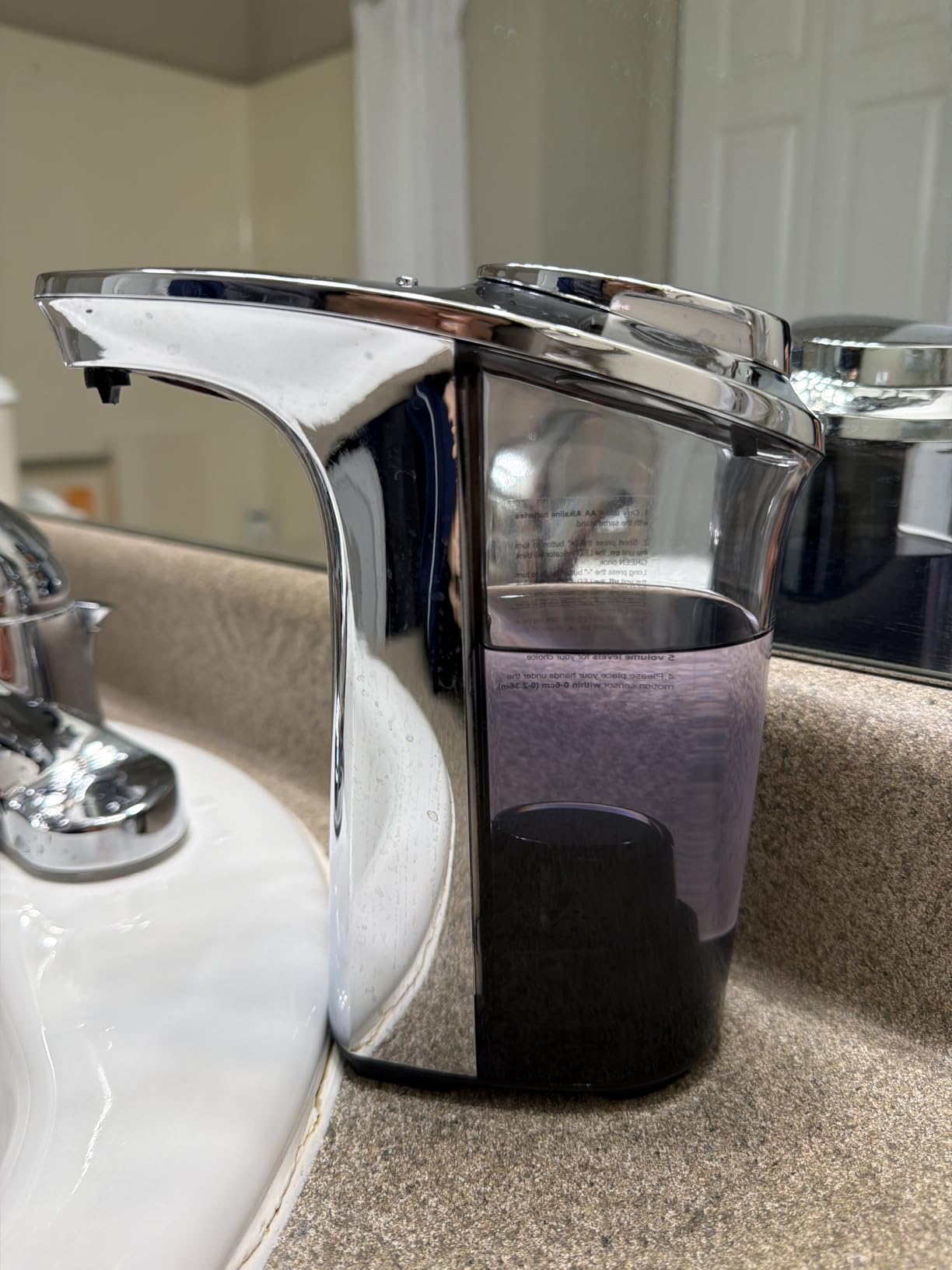 PZOTRUF Automatic Soap Dispenser, Touchless Dish Soap Dispenser 17oz/500ml with Infrared Sensor, 5 Adjustable Soap Dispensing Levels, Liquid Hand Dispenser for Bathroom Kitchen Sink (Silver) customer photo 2