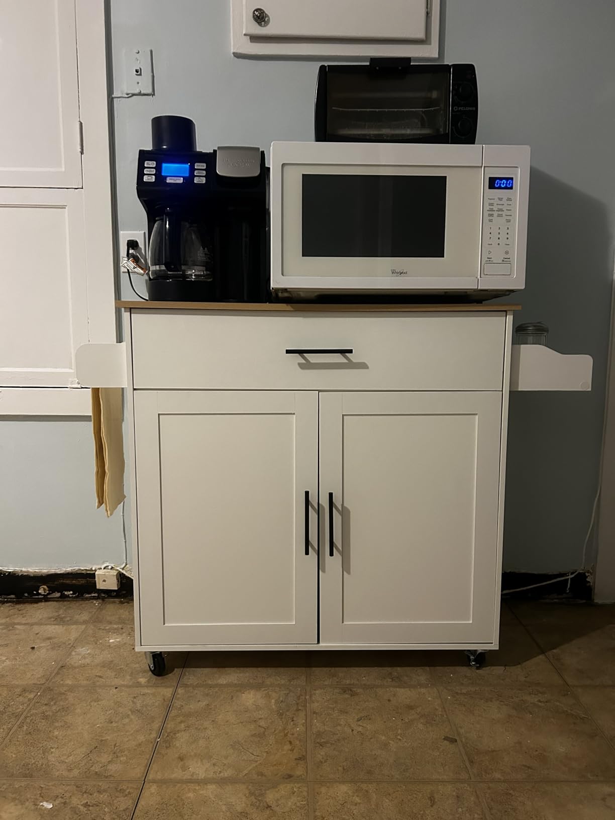 IRONCK Rolling Kitchen Island Table on Wheels with Drop Leaf, Storage Cabinet, Drawer, Spice/Towel Rack, Kitchen Cart, 47.25