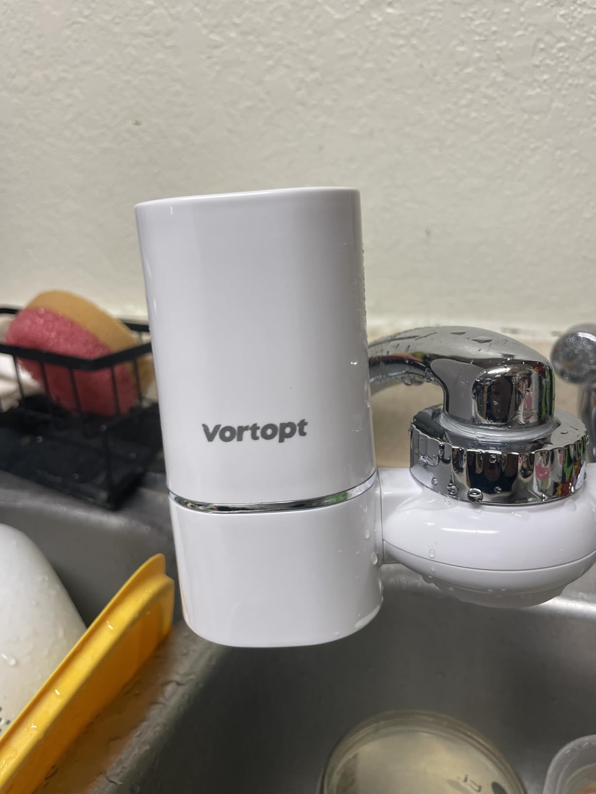 Vortopt Faucet Water Filter for Sink, Rapid Flow - 400 Gallons Faucet Mount Water Filtration System for Tap Water, NSF Certified Reduces Chlorine & Bad Taste with 1 Replacement (White-T1-1Filter) - Customer Photo 1