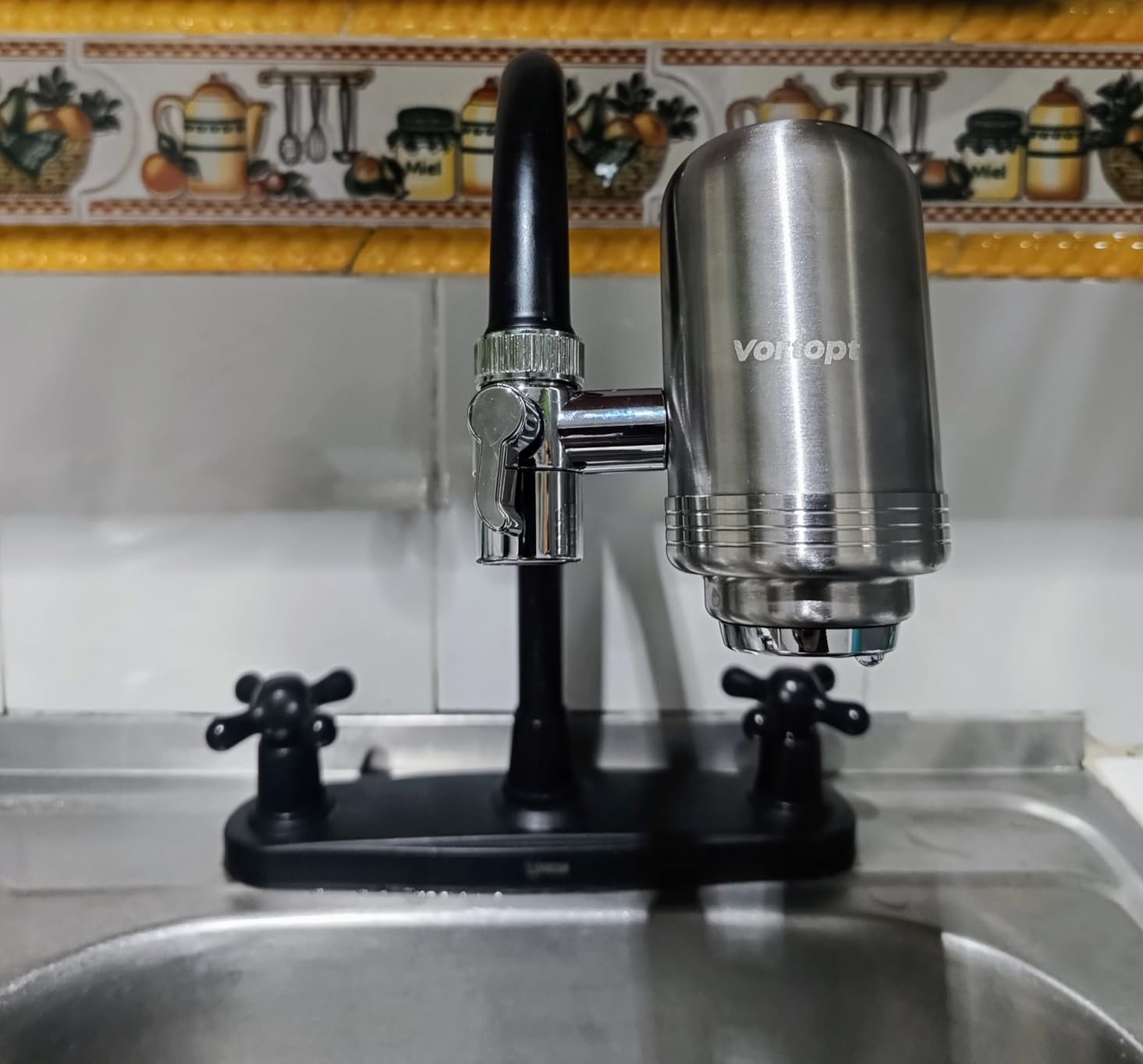 Vortopt Faucet Water Filter for Sink, Rapid Flow - 400 Gallons Faucet Mount Water Filtration System for Tap Water, NSF Certified Reduces Chlorine & Bad Taste with 1 Replacement (White-T1-1Filter) - Customer Photo 4