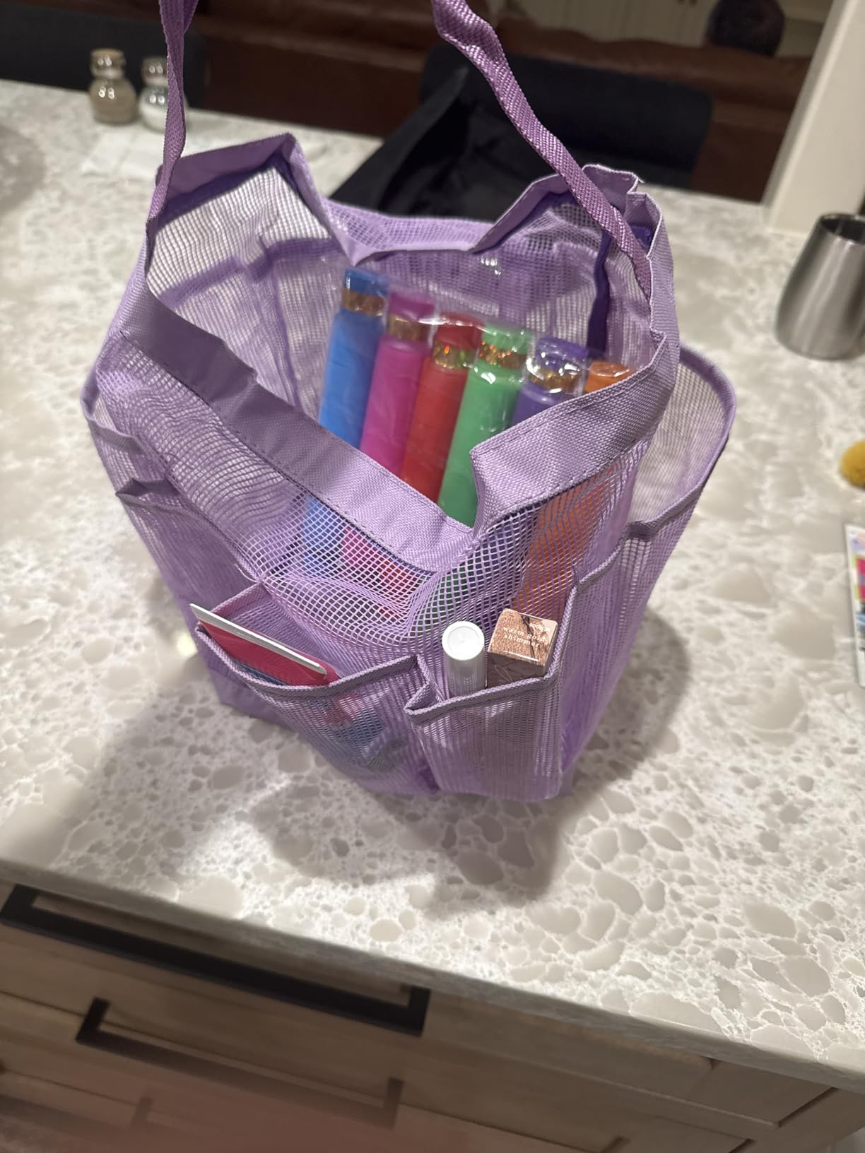 EUDELE Mesh Shower Caddy Portable for College Dorm Room Essentials, 8-Pocket Large Capacity Shower Bag for Beach, Swimming, Gym Pack - Customer Photo 5