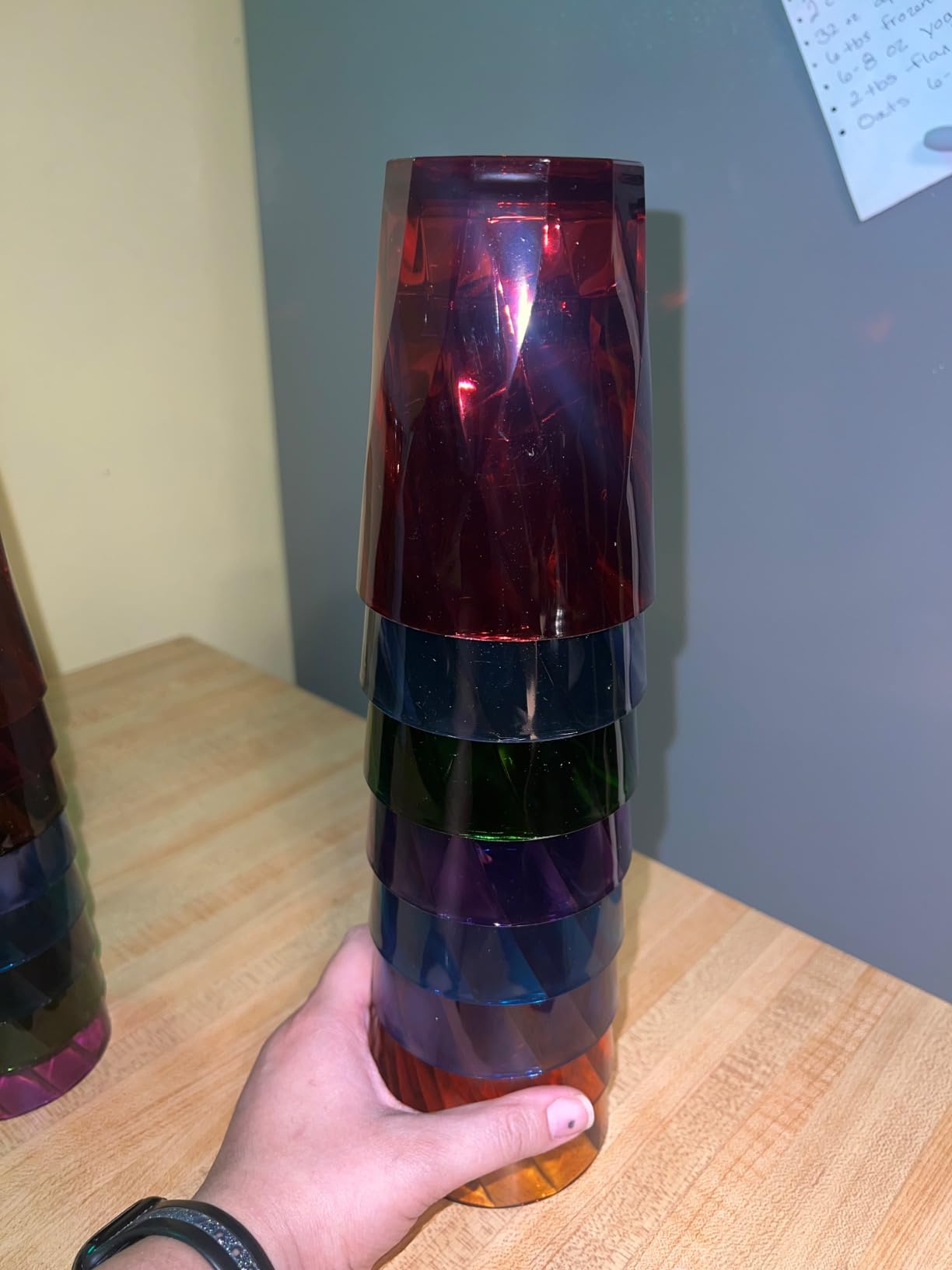 US Acrylic Optix Plastic Reusable Drinking Glasses (Set of 16) 14oz Rocks & 20oz Water Cups in Jewel Tone Colors | BPA-Free Tumblers, Made in USA | Top-Rack Dishwasher Safe - Customer Photo 4