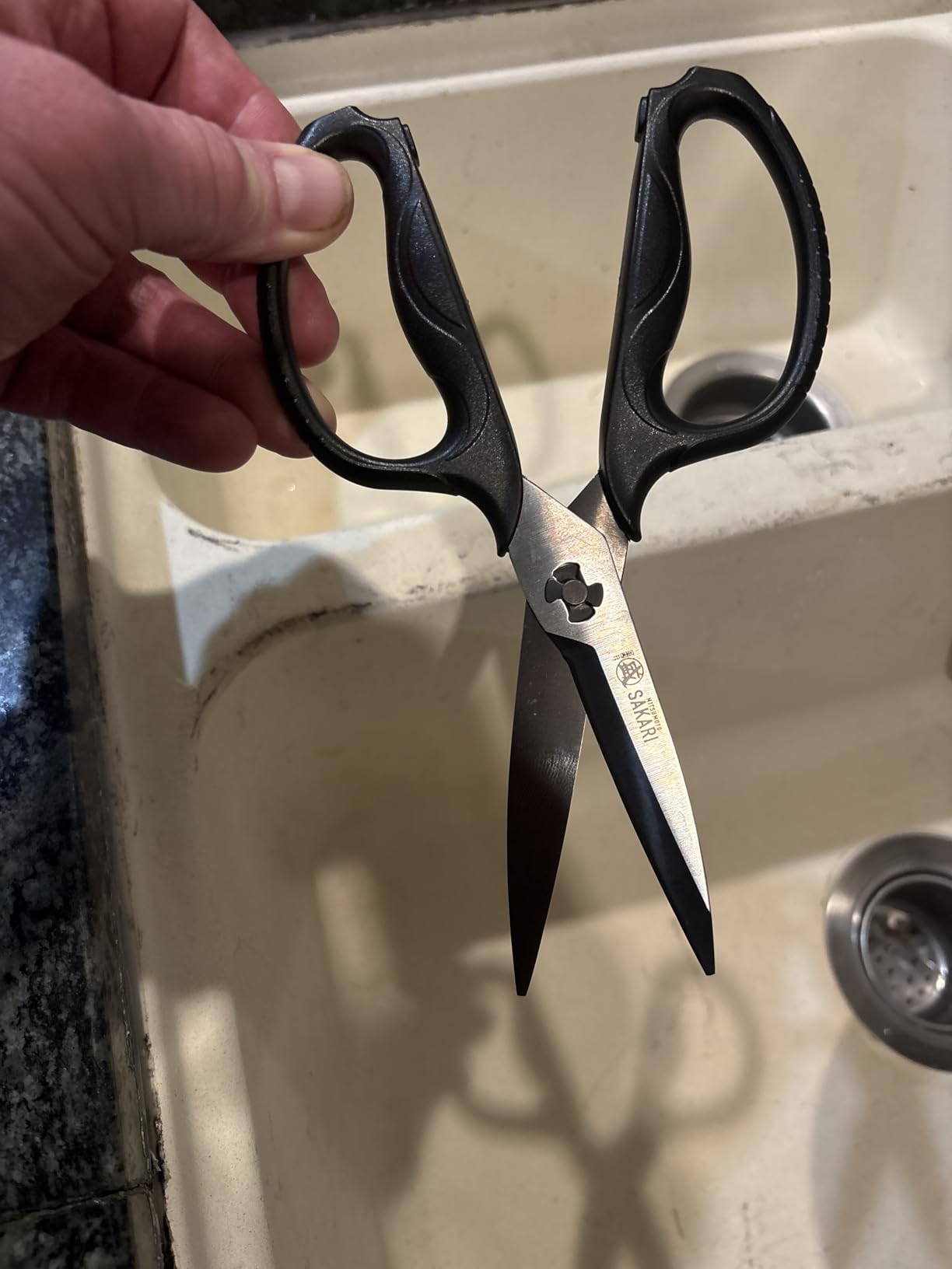 MITSUMOTO SAKARI Japanese Kitchen Scissors, All Purpose, Black Titanium Plated Heavy Duty, Multipurpose Cooking and Herb Scissors with Micro Serrated Edge customer photo 1