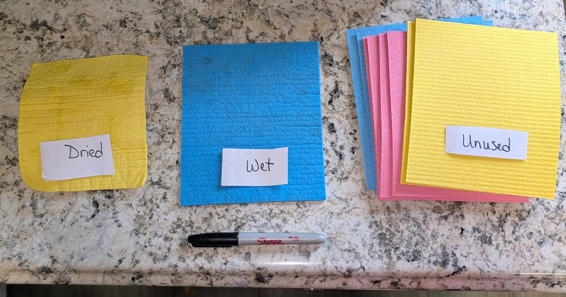 HOMEXCEL Swedish Dishcloths for Kitchen 10 Pack, Sponge Dish Cloth for Counters & Washing Dishes, Reusable and Absorbent Paper Towels, 3 Colors Assorted customer photo 1