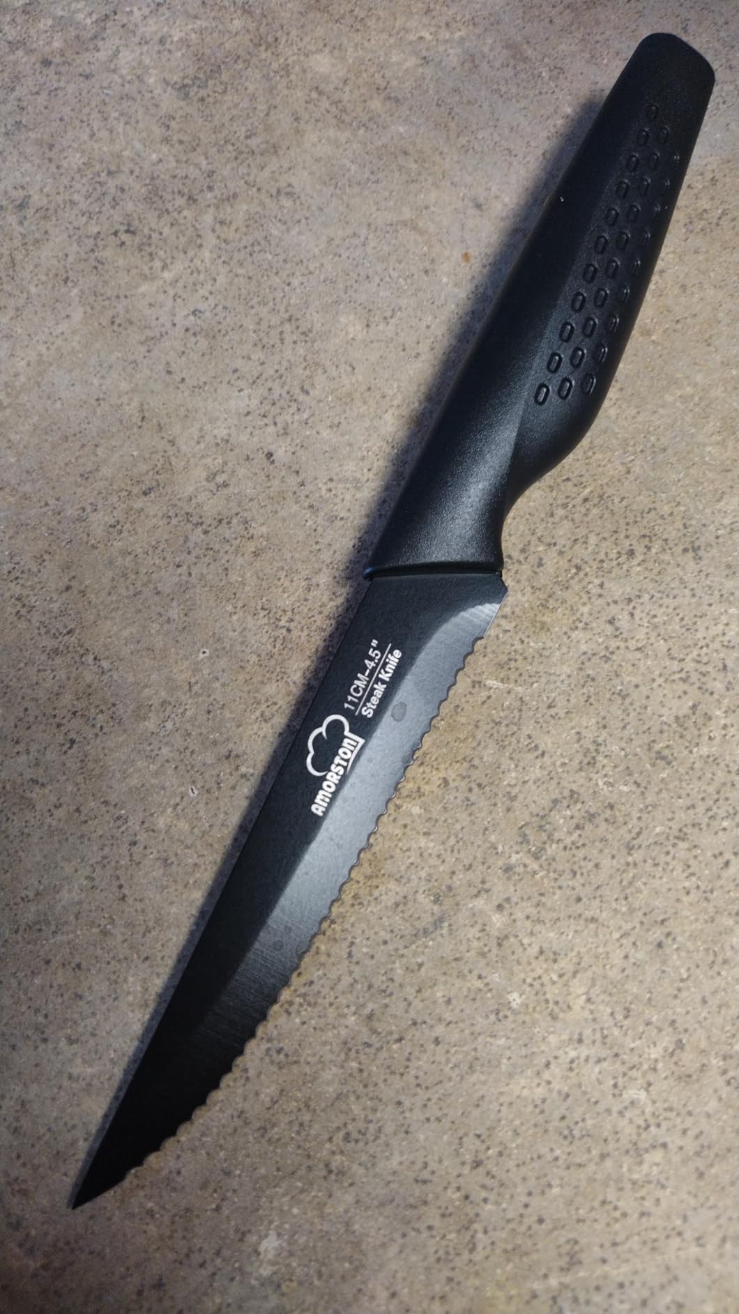 Amorston Steak Knives, Steak Knives Set of 8, Stainless Steel Steak Knife Set, Serrated Knives Dishwasher Safe, Elegant Black customer photo 1