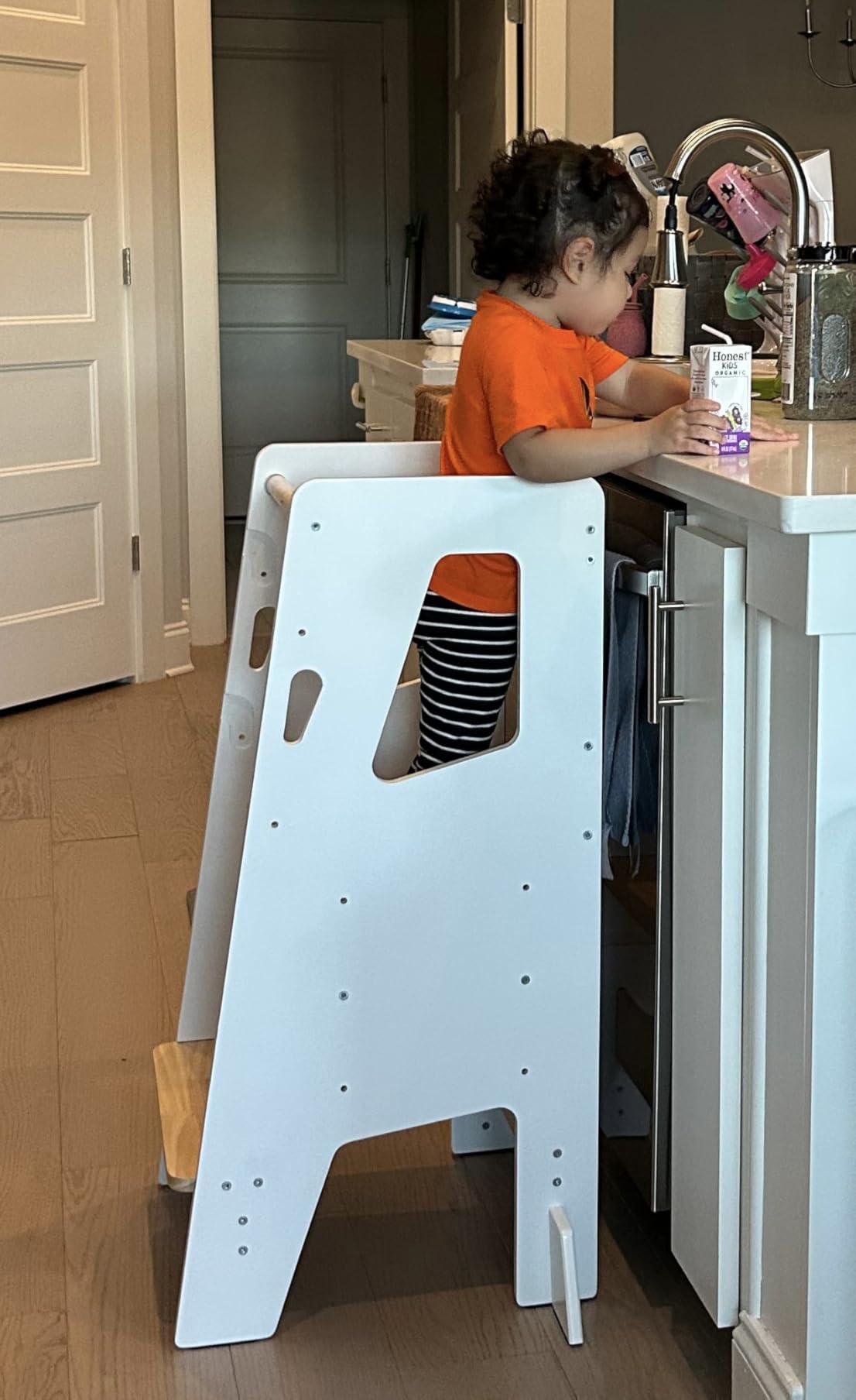 OCODILE Toddler Standing Tower - Adjustable Height Toddler Kitchen Stool Helper - Ideal Kids Kitchen Step Stool for Learning New Skills - Updated Design with Safety Feet - Gray - Customer Photo 2