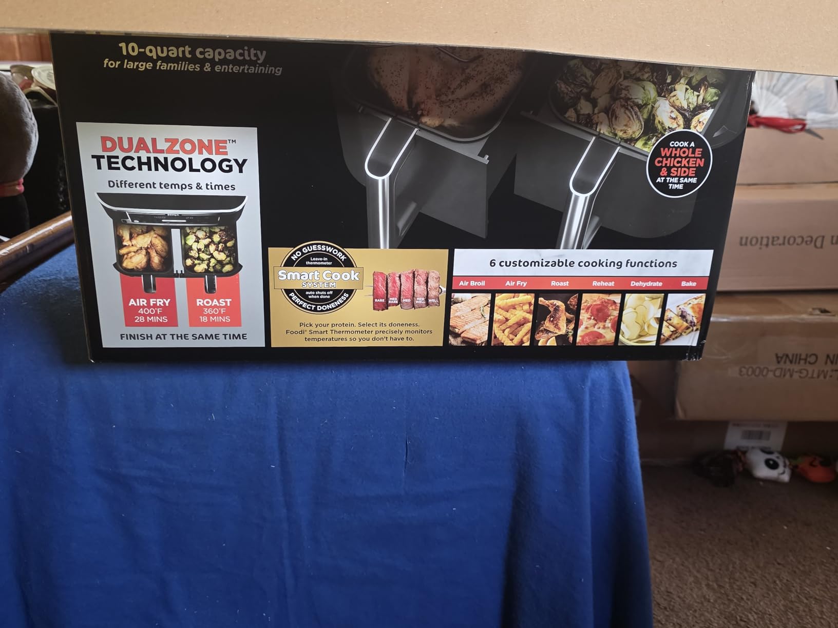 Ninja DZ550 Foodi 10 Quart 6-in-1 DualZone Smart XL Air Fryer with 2 Independent Baskets, Smart Cook Thermometer, Match Cook and Smart Finish, Black customer photo 1