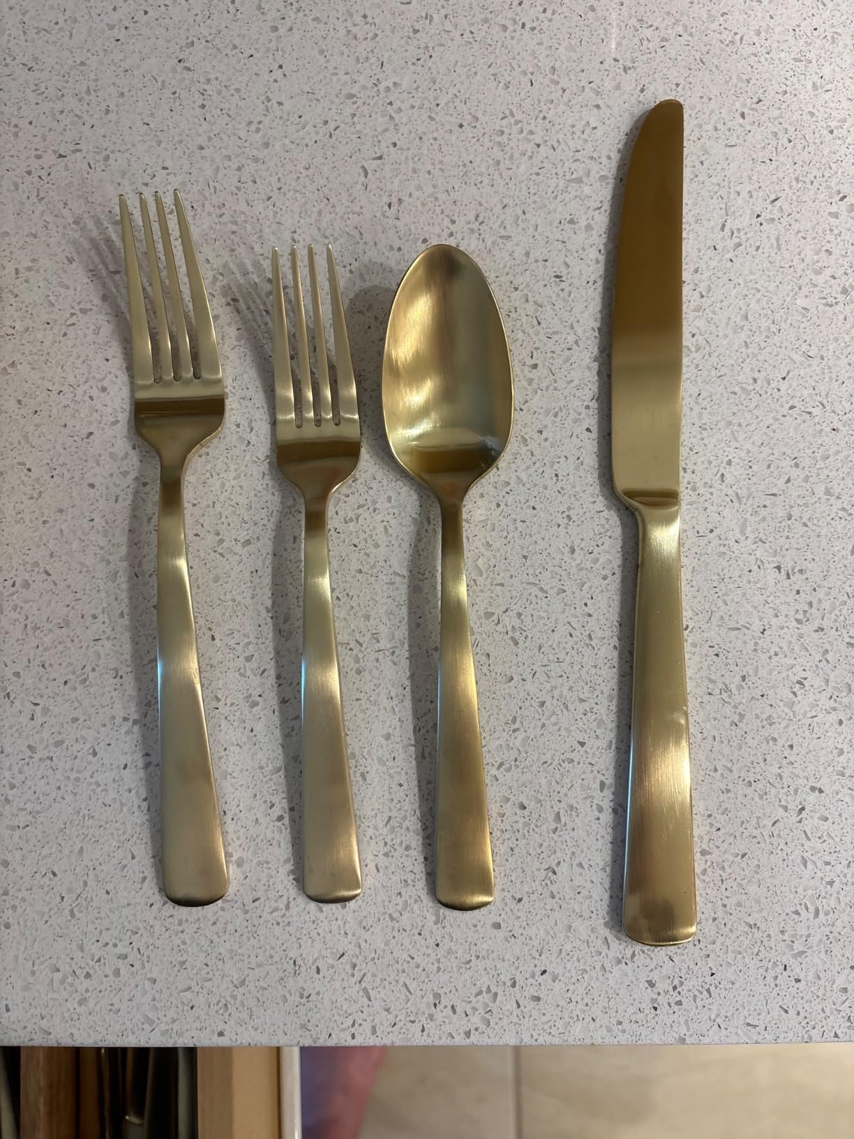 Oneida Silverware Set For 4, Aptitude Champagne Satin 20-Piece Flatware Set, Service For 4, 18/0 Stainless Steel Silverware Set, Dishwasher Safe, Knives Spoons and Forks Set - Customer Photo 1
