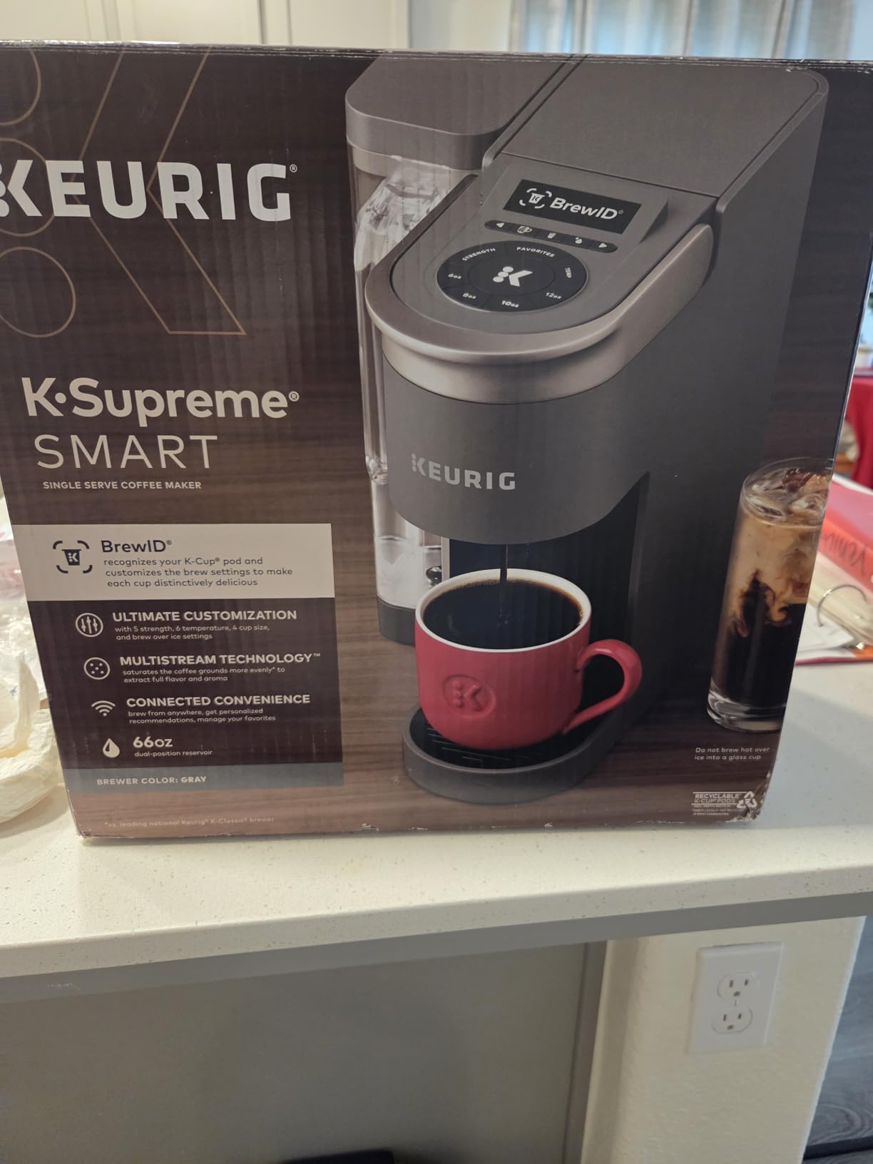 Keurig K-Supreme SMART Single Serve Coffee Maker With Wifi Compatibility, 4 Brew Sizes, And 66oz Removable Reservoir, Compatible with Alexa, Gray customer photo 2