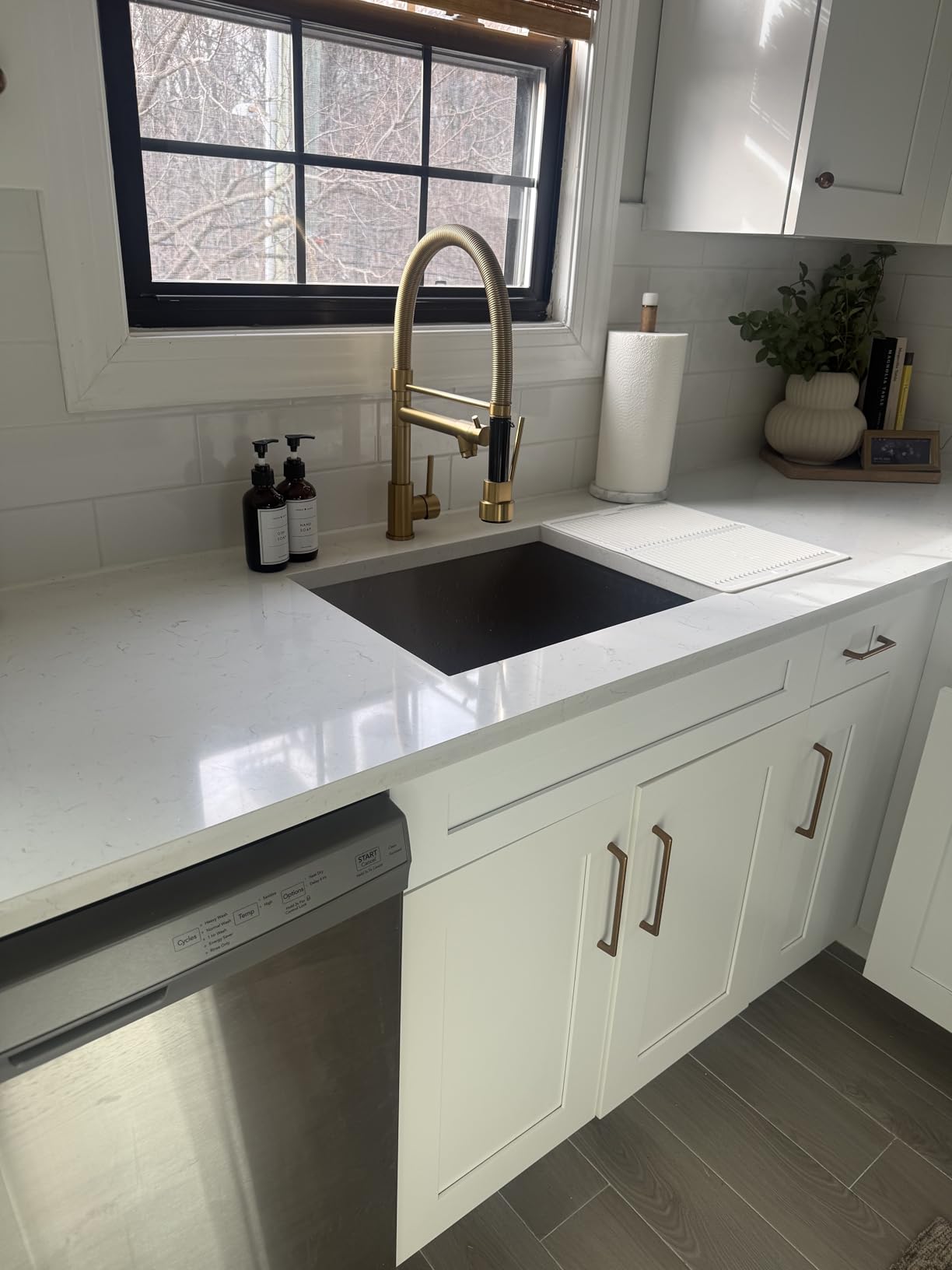 Fapully Commercial Kitchen Sink Faucet, Pull-Down Sprayer Kitchen Faucets Brushed Nickel - Customer Photo 1