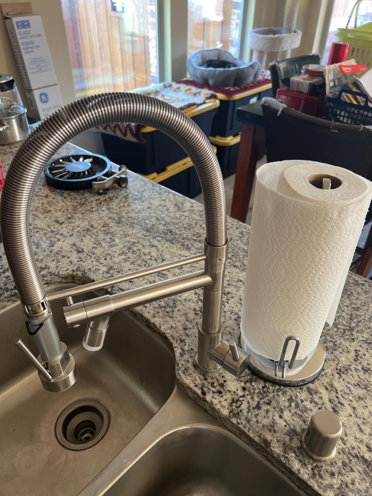 Fapully Commercial Kitchen Sink Faucet, Pull-Down Sprayer Kitchen Faucets Brushed Nickel - Customer Photo 2
