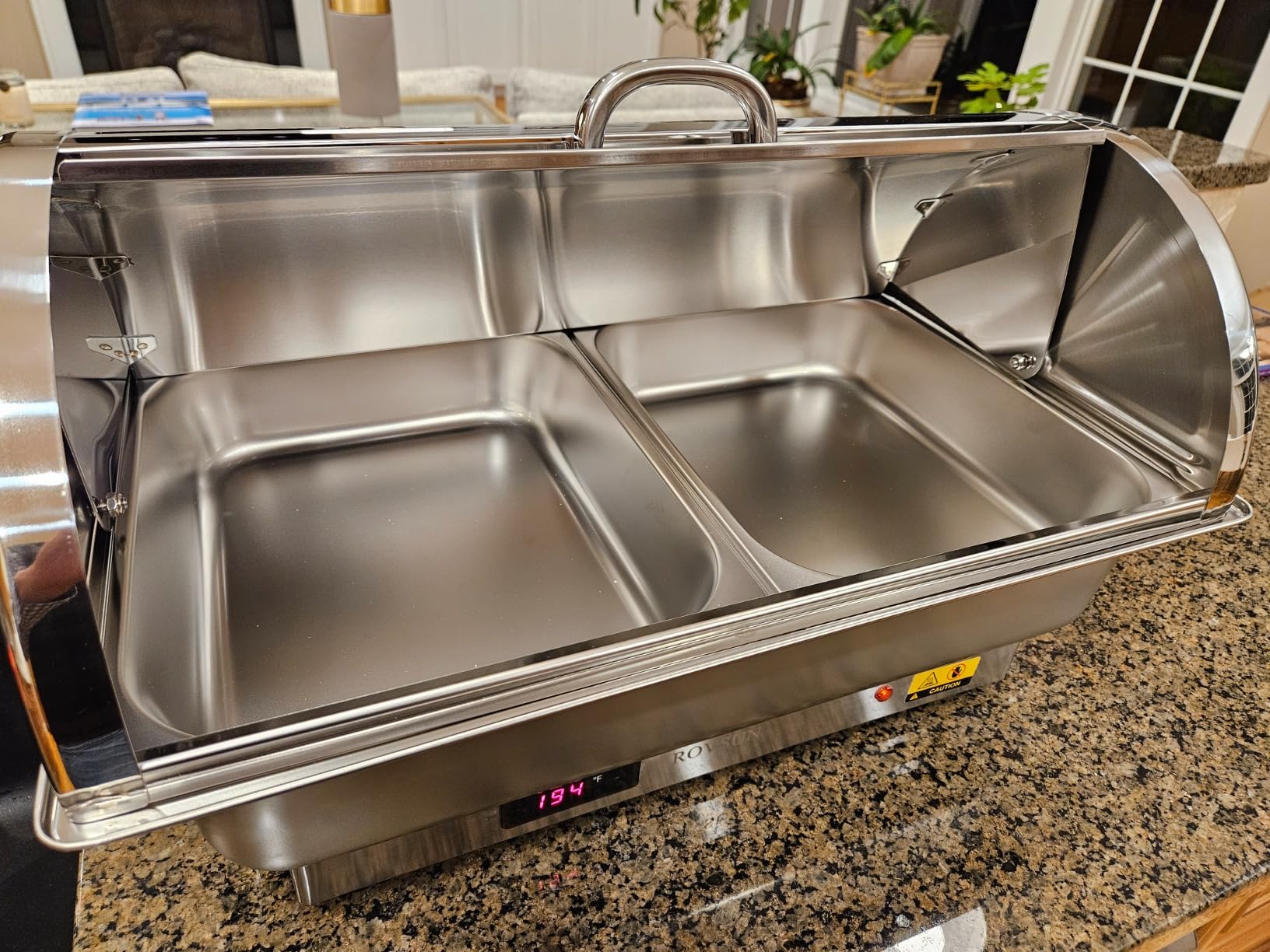 ROVSUN Electric 9 QT Chafing Dish Buffet Set, NSF Stainless Steel Roll Top Catering Chafer Server Food Warmer with Cover, Full Size & 2 Detachable Food Pans for Party Wedding Banquet Graduation - Customer Photo 1