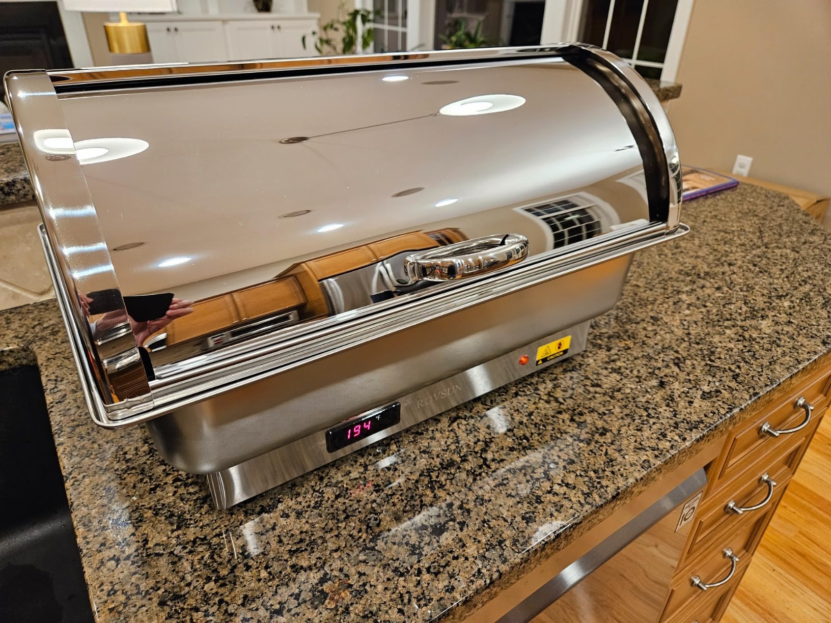 ROVSUN Electric 9 QT Chafing Dish Buffet Set, NSF Stainless Steel Roll Top Catering Chafer Server Food Warmer with Cover, Full Size & 2 Detachable Food Pans for Party Wedding Banquet Graduation - Customer Photo 2