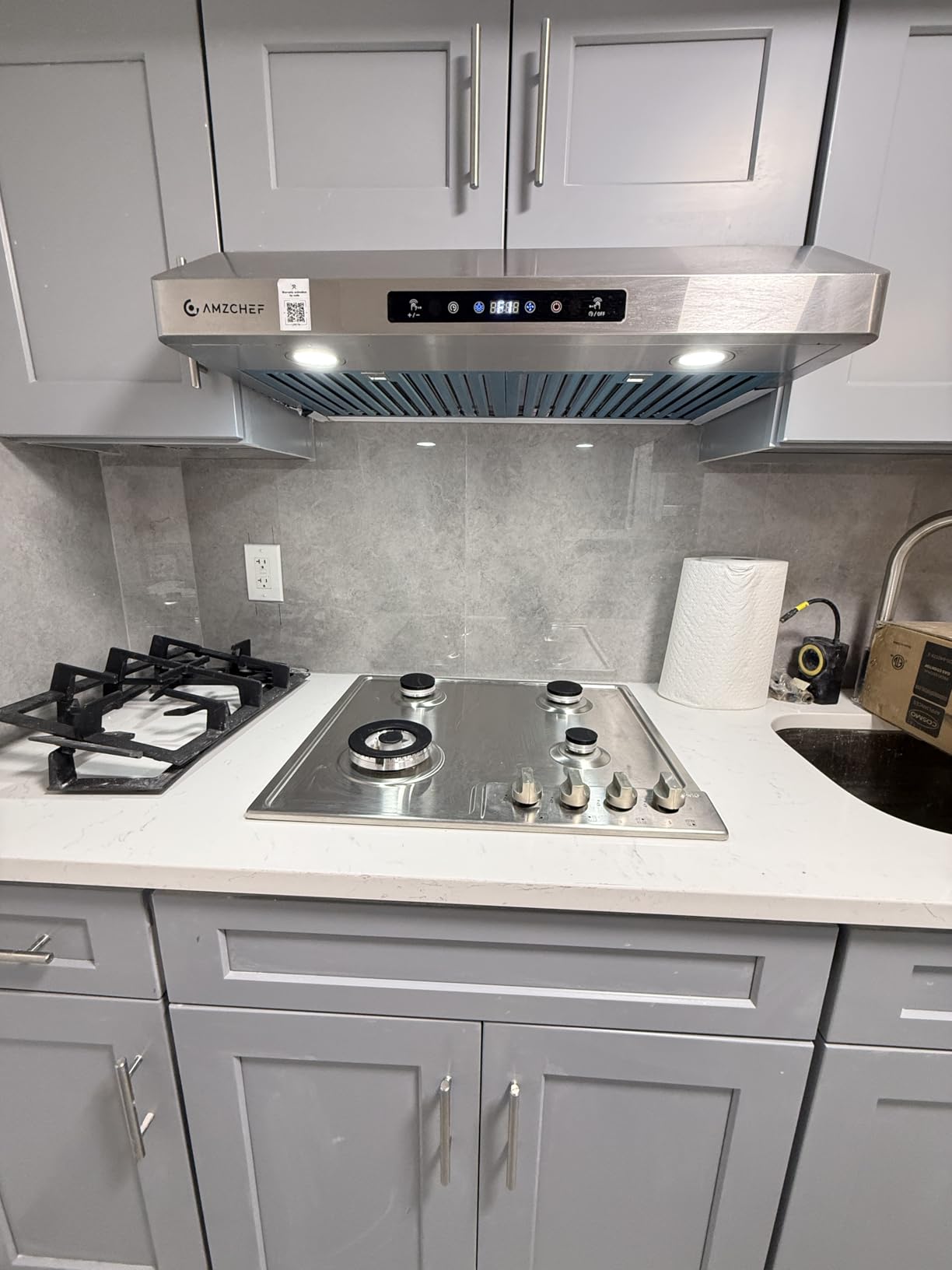 AMZCHEF Under Cabinet Range Hood 30 Inch, 750CFM Stainless Steel Kitchen Stove Vent Hood 3 Speed Exhaust Fan Touch/Remote/Gesture Control LED lights Time Setting Dishwasher-Safe Baffle Filters - Customer Photo 5