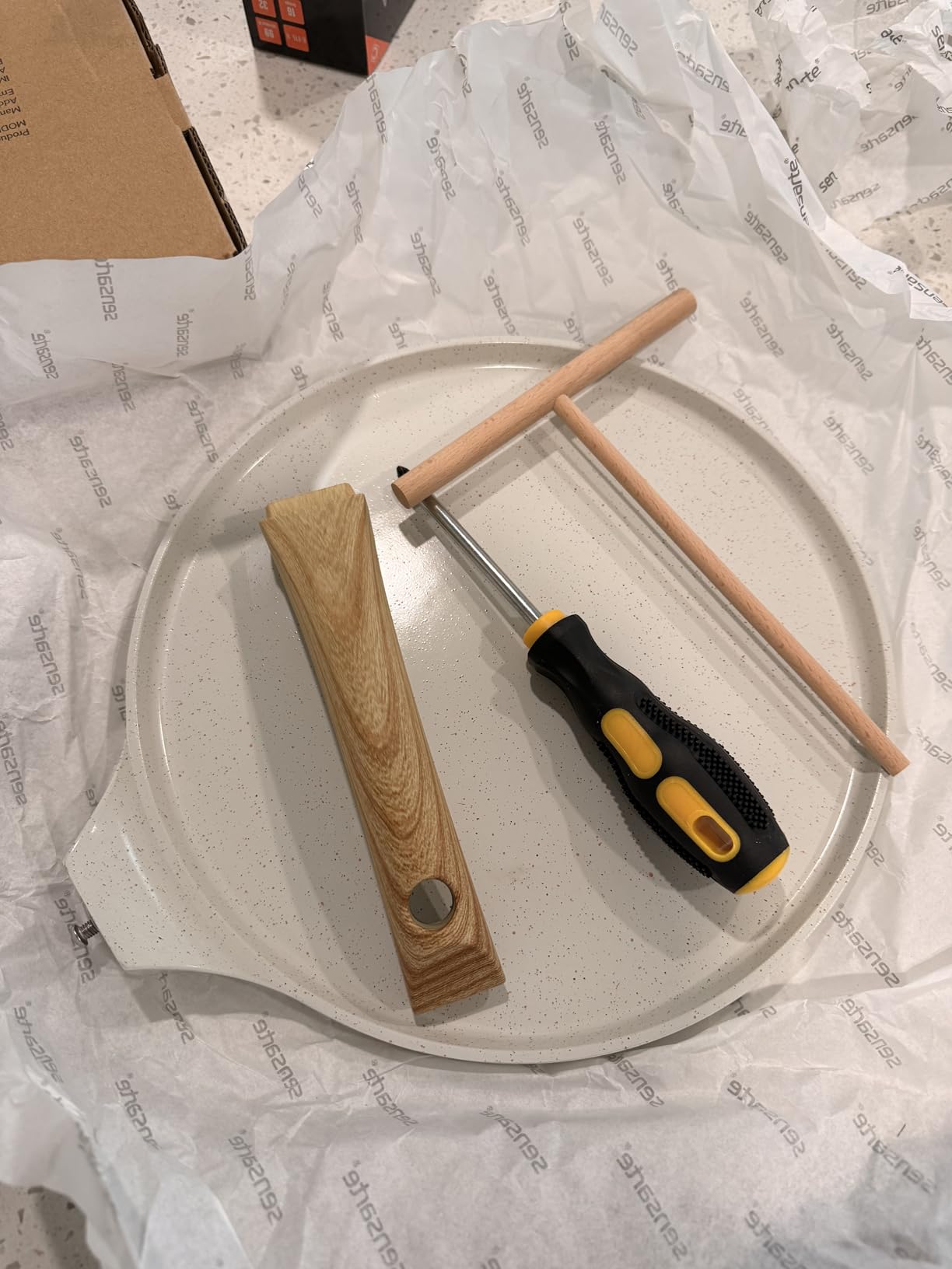 SENSARTE Nonstick Crepe Pan, Swiss Granite Coating Dosa Pan Pancake Flat Skillet Tawa Griddle 12-Inch with Stay-Cool Handle, Induction Compatible customer photo 1