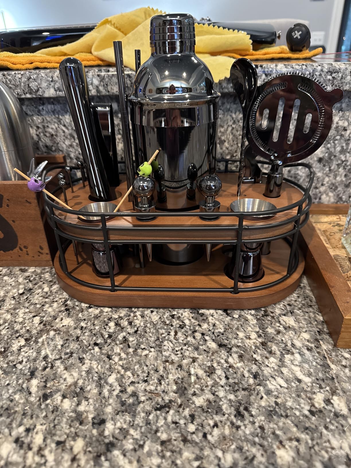 Home Hero Bartender Kit - 22-Piece Cocktail Shaker & Bar Tool Set - Wooden Stand Display & Bar Cart Accessories - Recipe Book & Housewarming Gifts - 22-Pc, Silver - Customer Photo 2