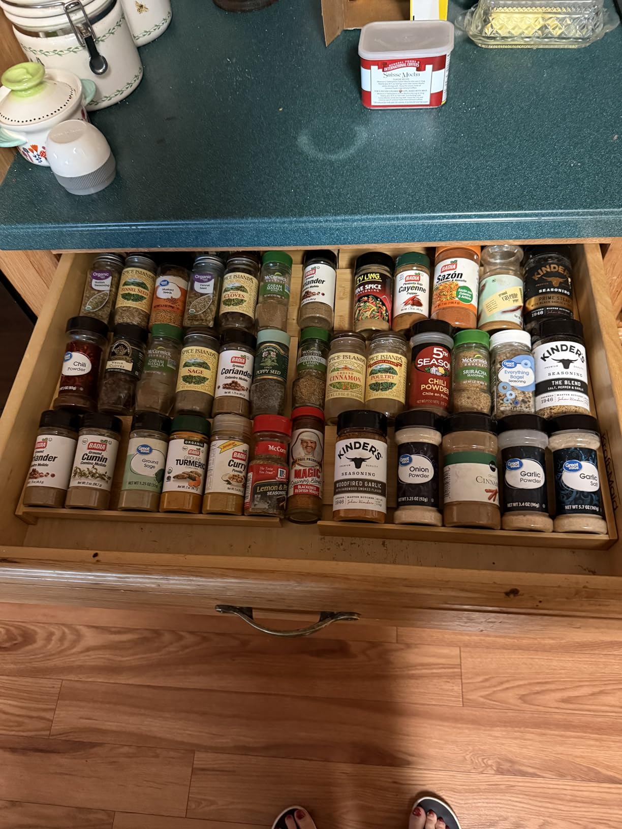 SpaceAid Bamboo Spice Drawer Organizer, (Need 3