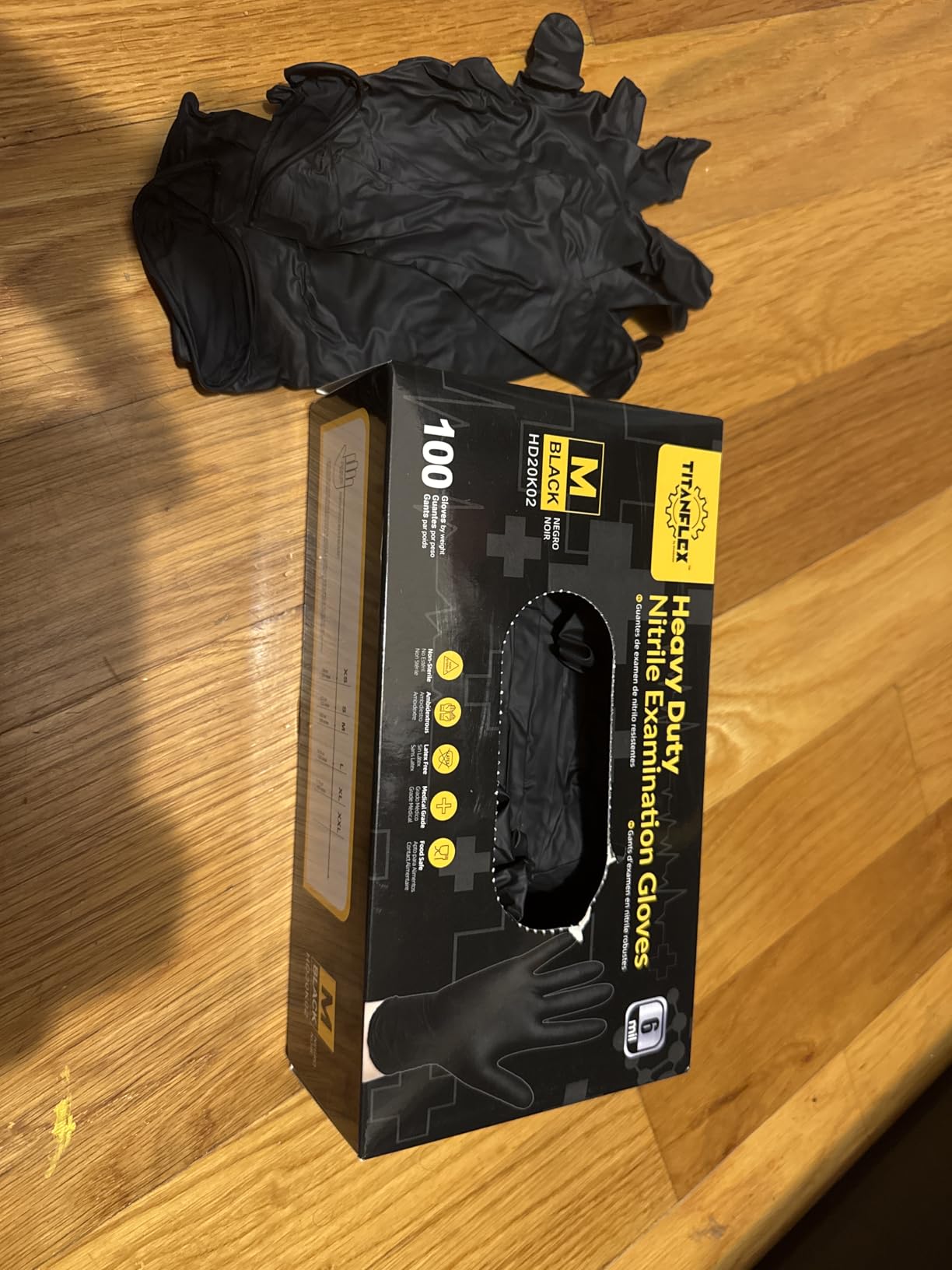 TitanFlex Disposable Nitrile Exam Gloves, 6-mil, Black, Heavy Duty, Latex Free, Food Safe for Cooking & Food Prep - Customer Photo 1