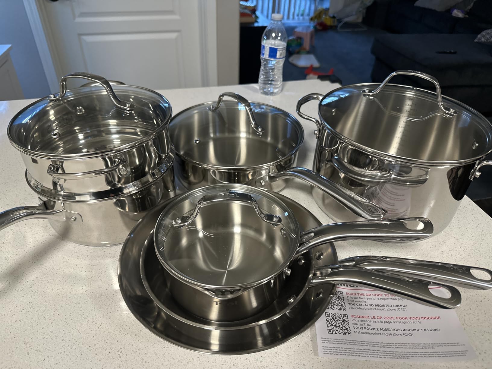 T-fal Stainless Steel Cookware Set, 11 Piece, Induction Cookware, Oven Safe to 500°F, Kitchen Cooking Set w/Fry Pans, Pots and Pans, Dutch Oven, Saucepans, Kitchen Essentials, Silver - Customer Photo 2