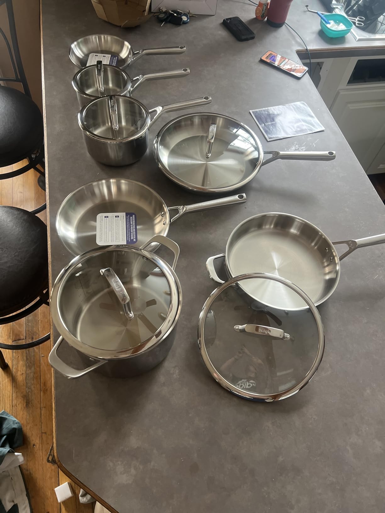 Ninja EverClad Stainless Steel Cookware 12 Piece Pots & Pans Set, All Stovetops & Induction, Oven Safe to 600°F, Tri-Ply Commercial-Grade, C99012 - Customer Photo 2