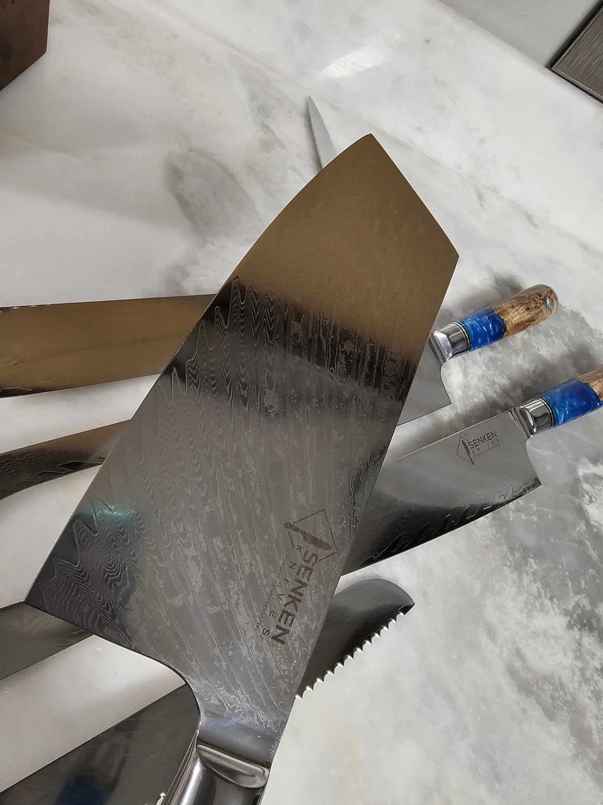SENKEN 15-Piece Damascus Knife Block Set - 