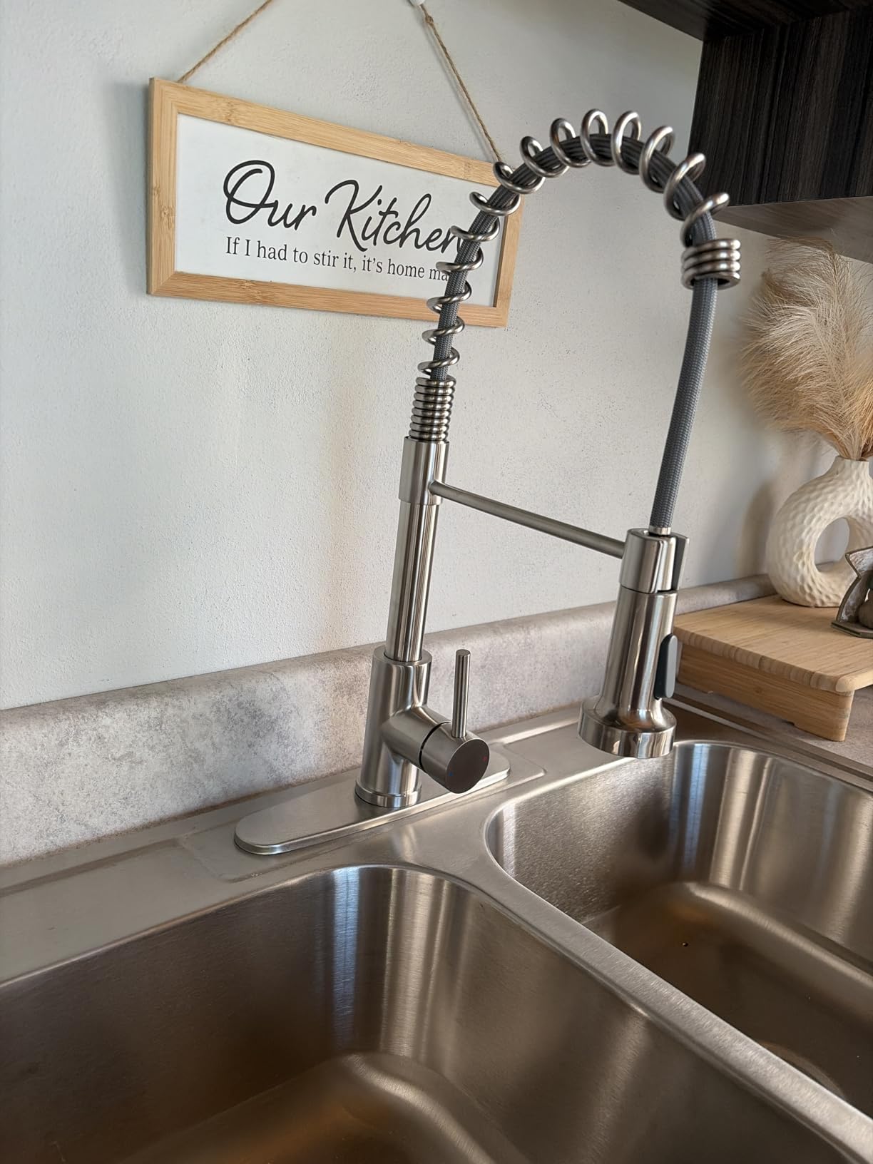 OWOFAN Touchless Kitchen Faucet with Pull Down Sprayer LED Light Single Handle Kitchen Sink Faucet Motion Sensor Smart Hands-Free, Stainless Steel Brushed Nickel 1080SN customer photo 2