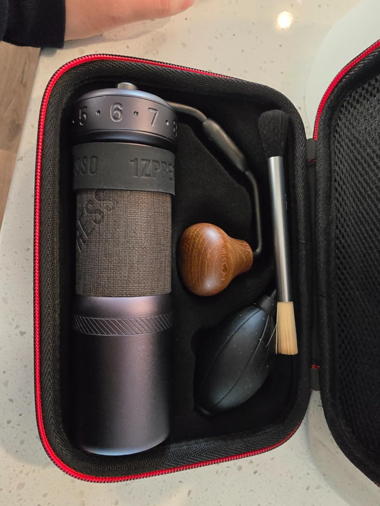1Zpresso K-Ultra Manual Coffee Grinder Silver with Carrying Case, Assembly Consistency Grind Stainless Steel Conical Burr, Foldable Handle, Numerical External Adjustable Setting, All-Round Grinder - Customer Photo 3