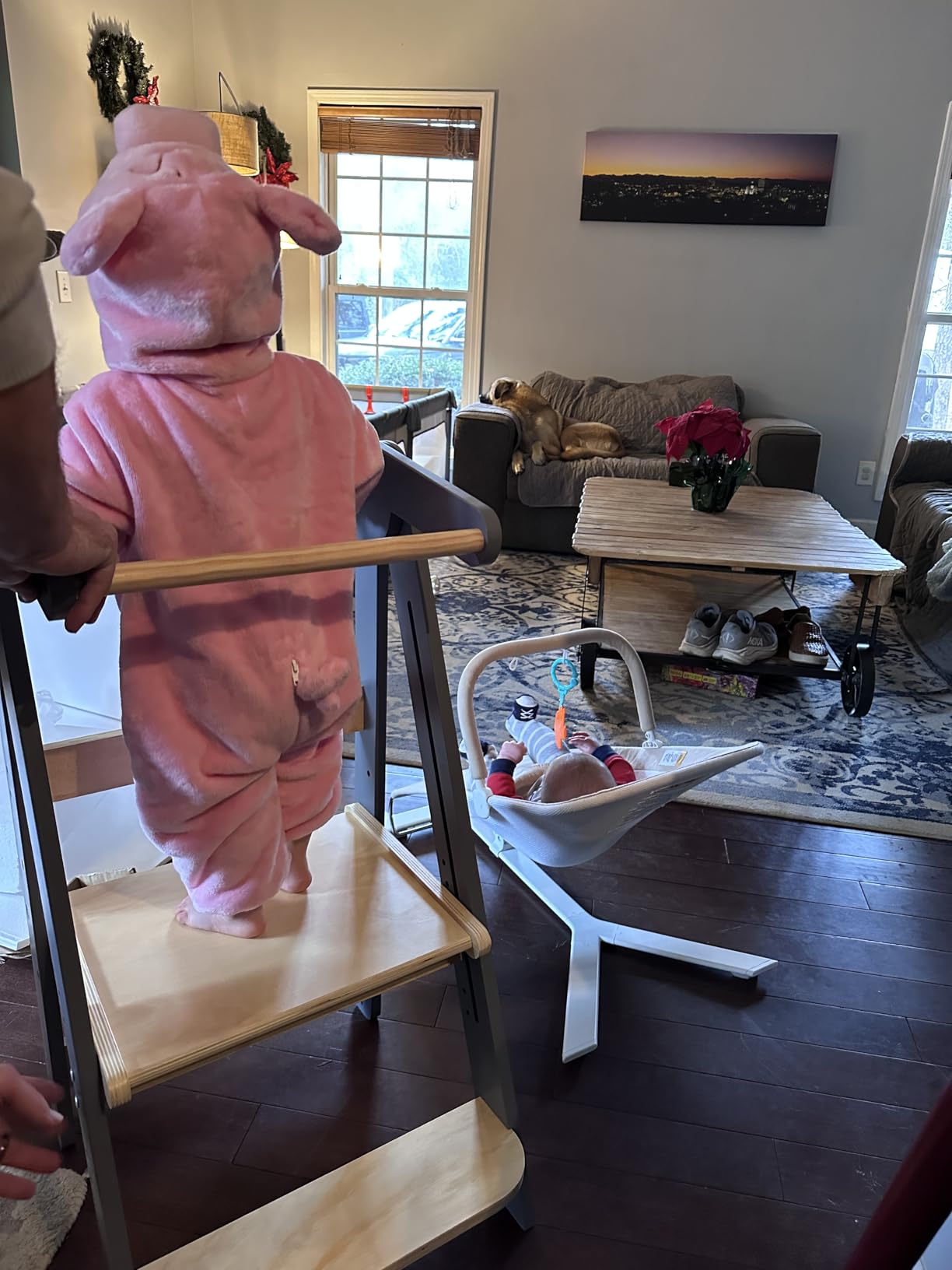 HARPPA Nordi Foldable Toddler Kitchen Tower, Montessori Kitchen Learning Helper, Standing Tower with 3 Adjustable Heights, Suitable Age for 18-48 Months, White - Customer Photo 2