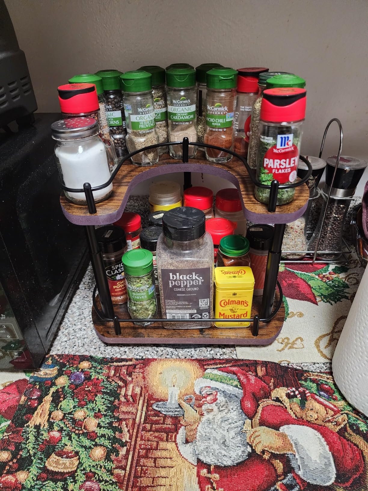 Lazy Susan Organizer Spice Rack - Spice Organization for Cabinet Height Adjustable Rotating Lazy Turntable, Pantry Kitchen Wood Revolving Seasoning Organizer (12 Inch) Customer Review Lazy Susan Organizer Spice Rack - Spice Organization for Cabinet Height Adjustable Rotating Lazy Turntable, Pantry Kitchen Wood Revolving Seasoning Organizer (12 Inch) - Customer Photo 2