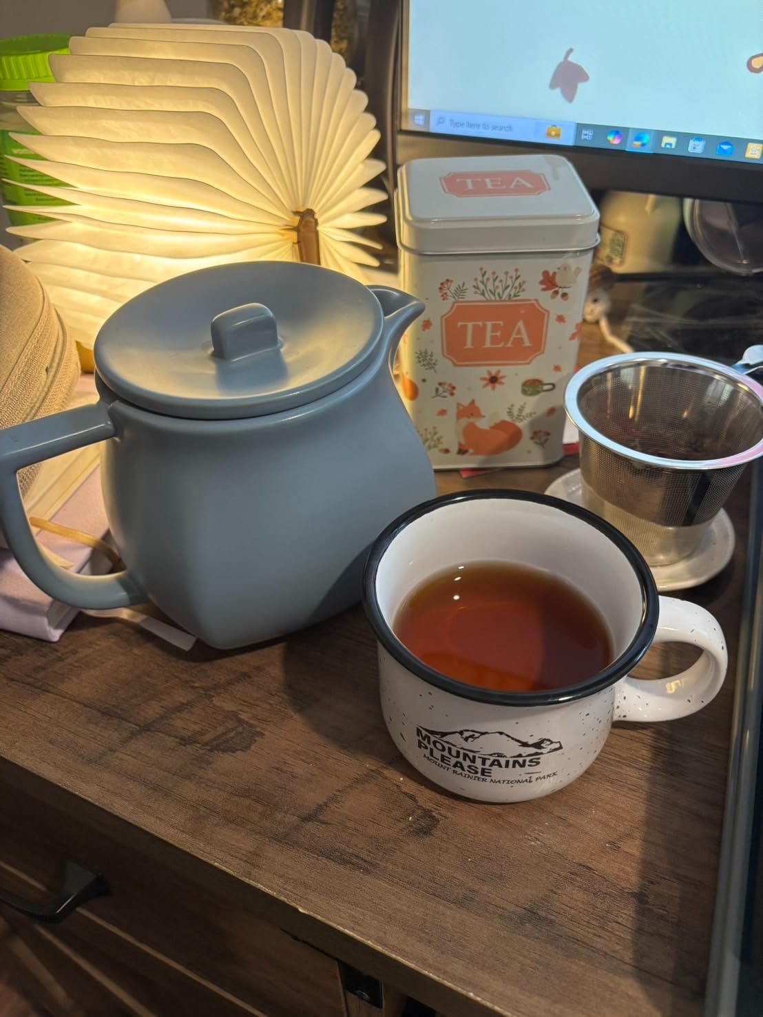 Tea Forte Fiore Ceramic Teapot with Infuser and Lid, Stone Blue, 24 oz. Ceramic Pot for Steeping Loose Leaf Tea, Dishwasher & Microwave Safe - Customer Photo 2
