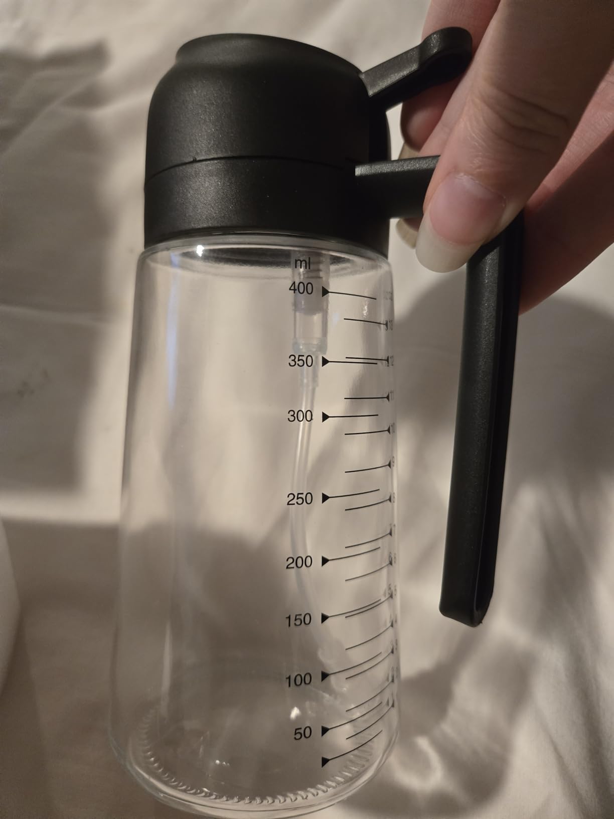 TrendPlain 16oz/470ml Glass Olive Oil Sprayer for Cooking - 2 in 1 Olive Oil Dispenser Bottle for Kitchen Gadgets and Air Fryer Accessories, Salad, BBQ customer photo 2