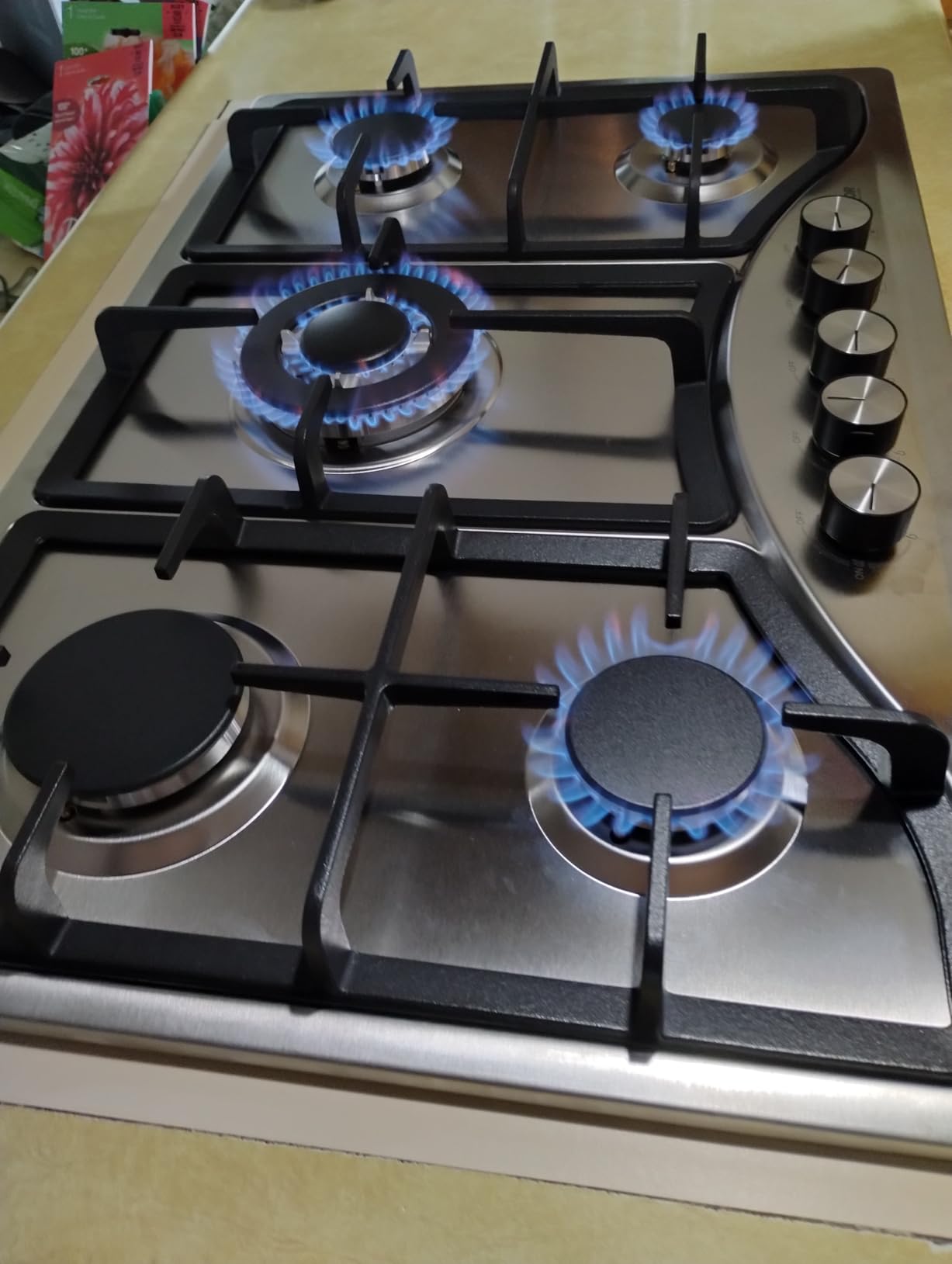 VEVOR 30-inch Gas Cooktop, 5 Burners Built-in Gas Stove Top, Max 12250BTU NG/LPG Convertible Stainless Steel Cooktops, with Thermocouple Protection for Camping, RV, Apartment - Customer Photo 1