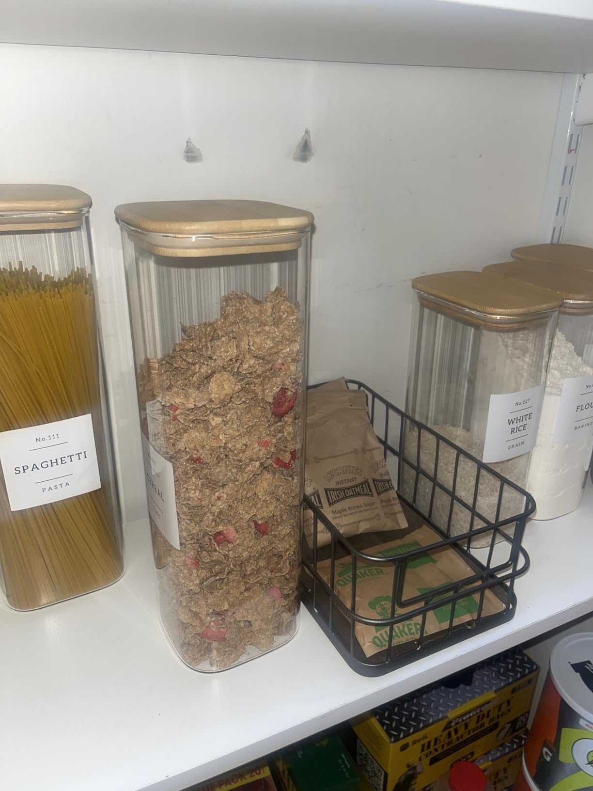 6 Pack Square Kitchen Storage Jars with Airtight Bamboo Lids and 132 Pantry Labels Customer Review 6 Pack Square Kitchen Storage Jars with Airtight Bamboo Lids and 132 Pantry Labels - Customer Photo 1
