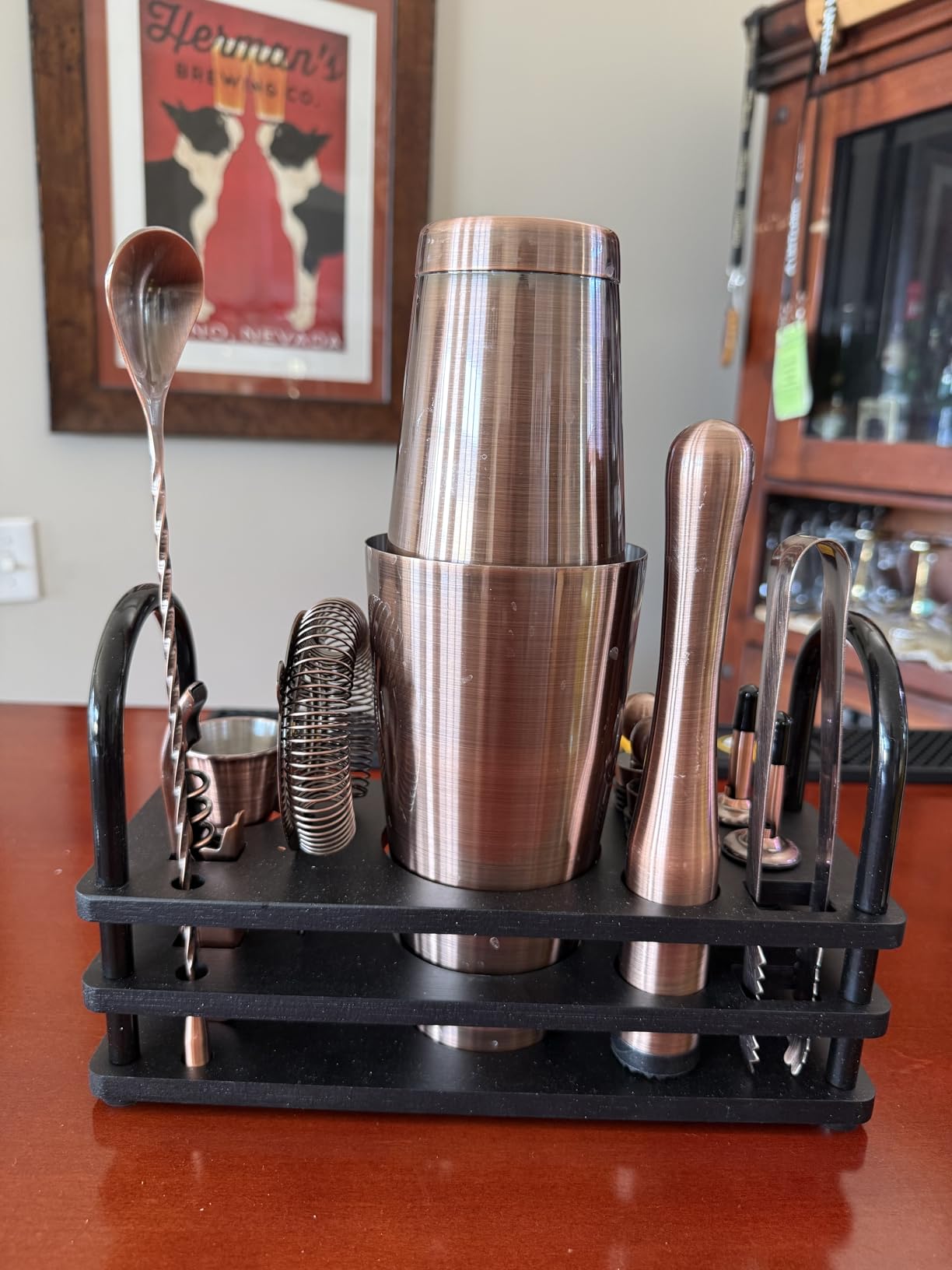 BARE BARREL® Mixology Bartender Kit Bar Set | 14-Piece Cocktail Shaker Set | Martini Barware Mixing Tools for Home Bartending | 35 Recipe Cards | Gift Set (28oz Boston Shaker, Jet Black/Black) - Customer Photo 1